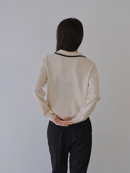 collar knit cardigan