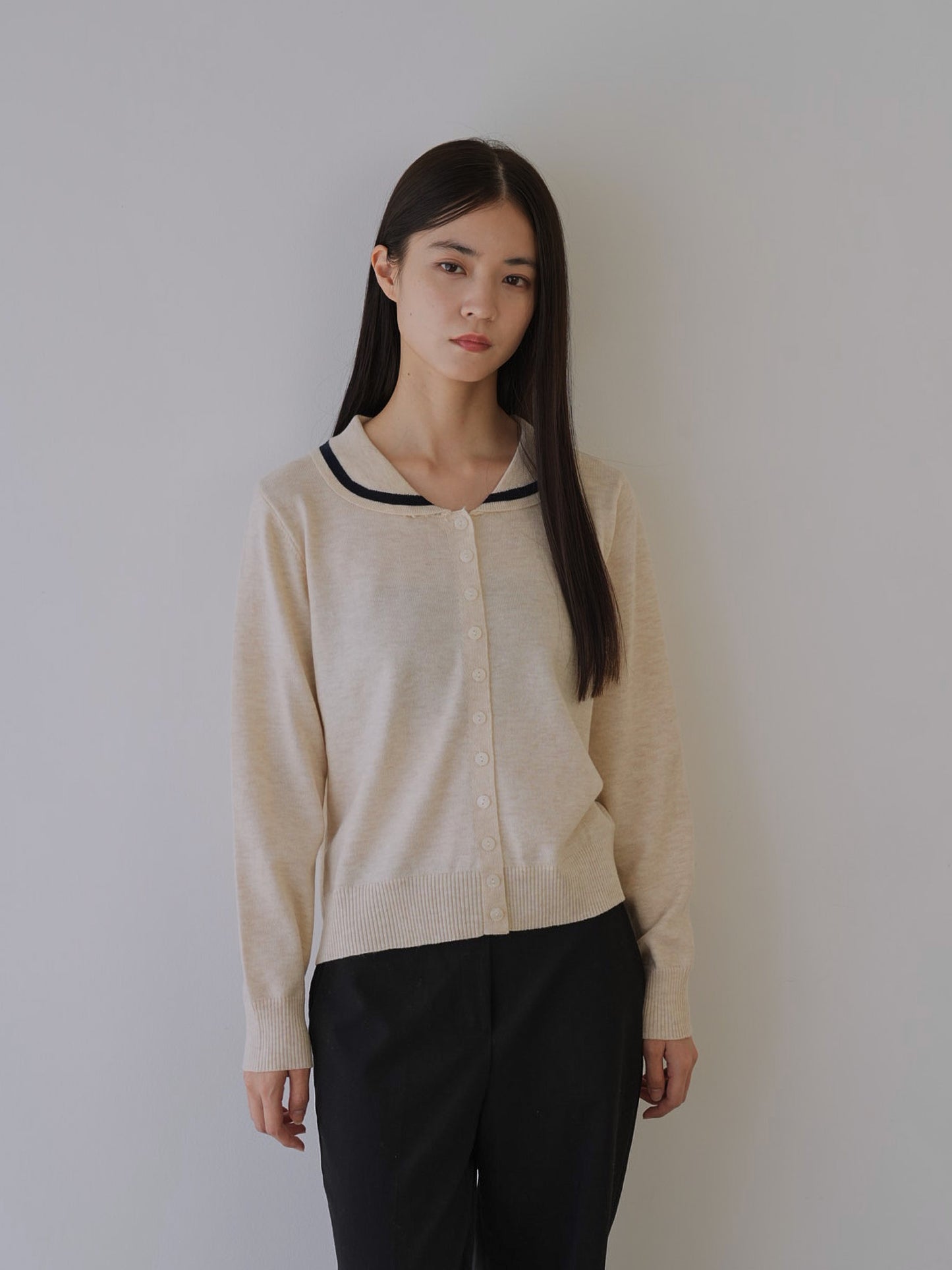 collar knit cardigan