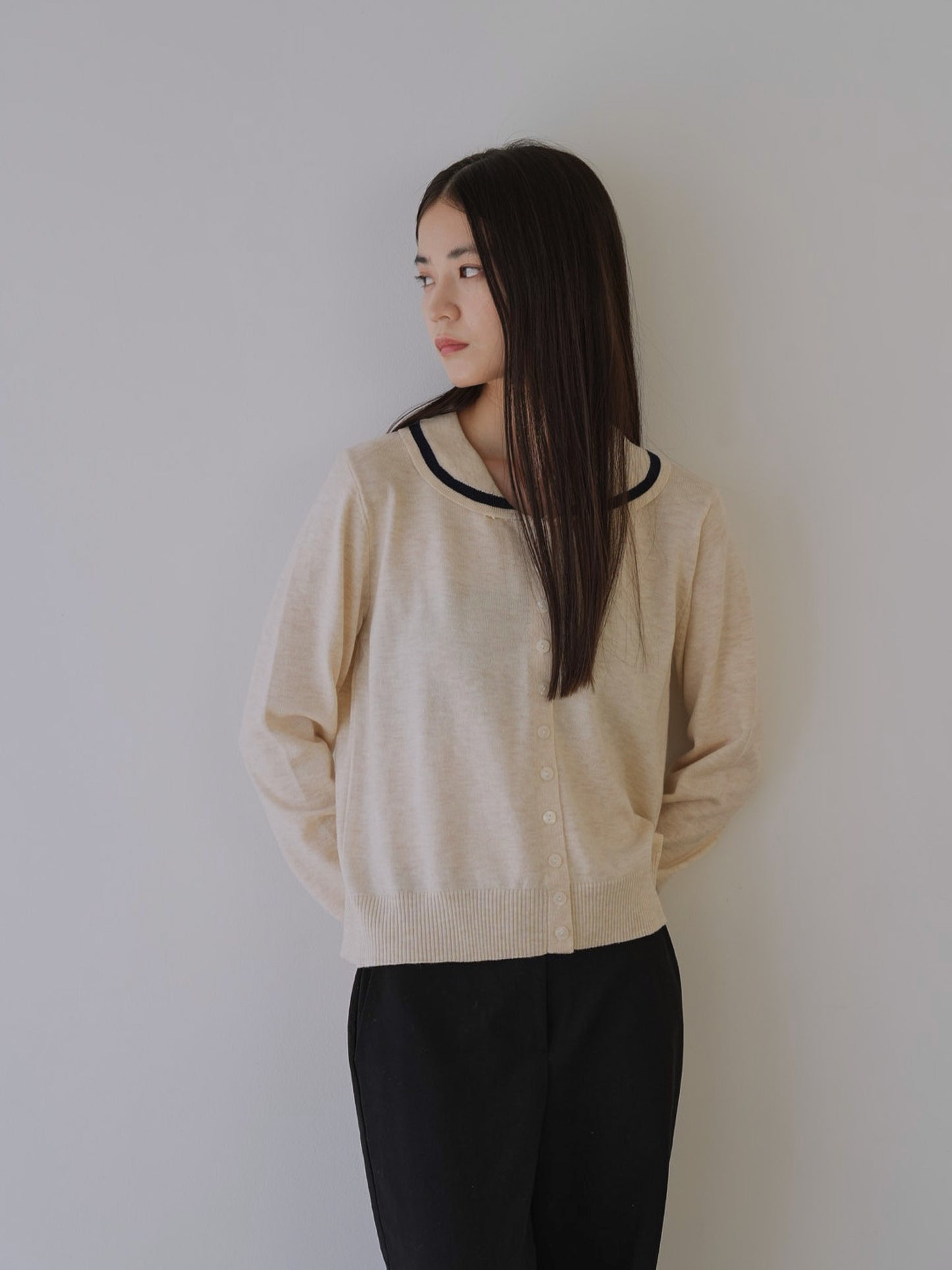collar knit cardigan