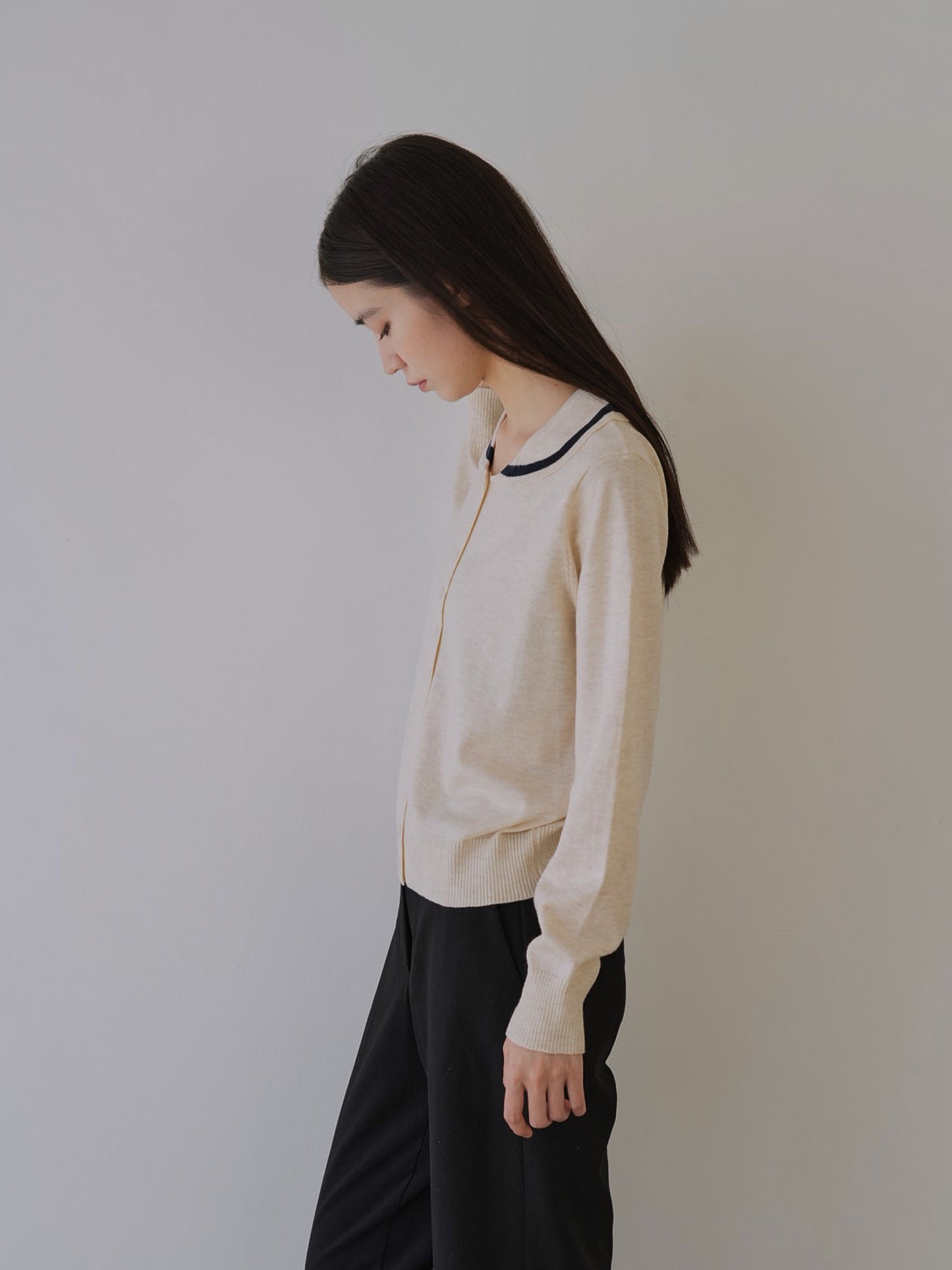 collar knit cardigan