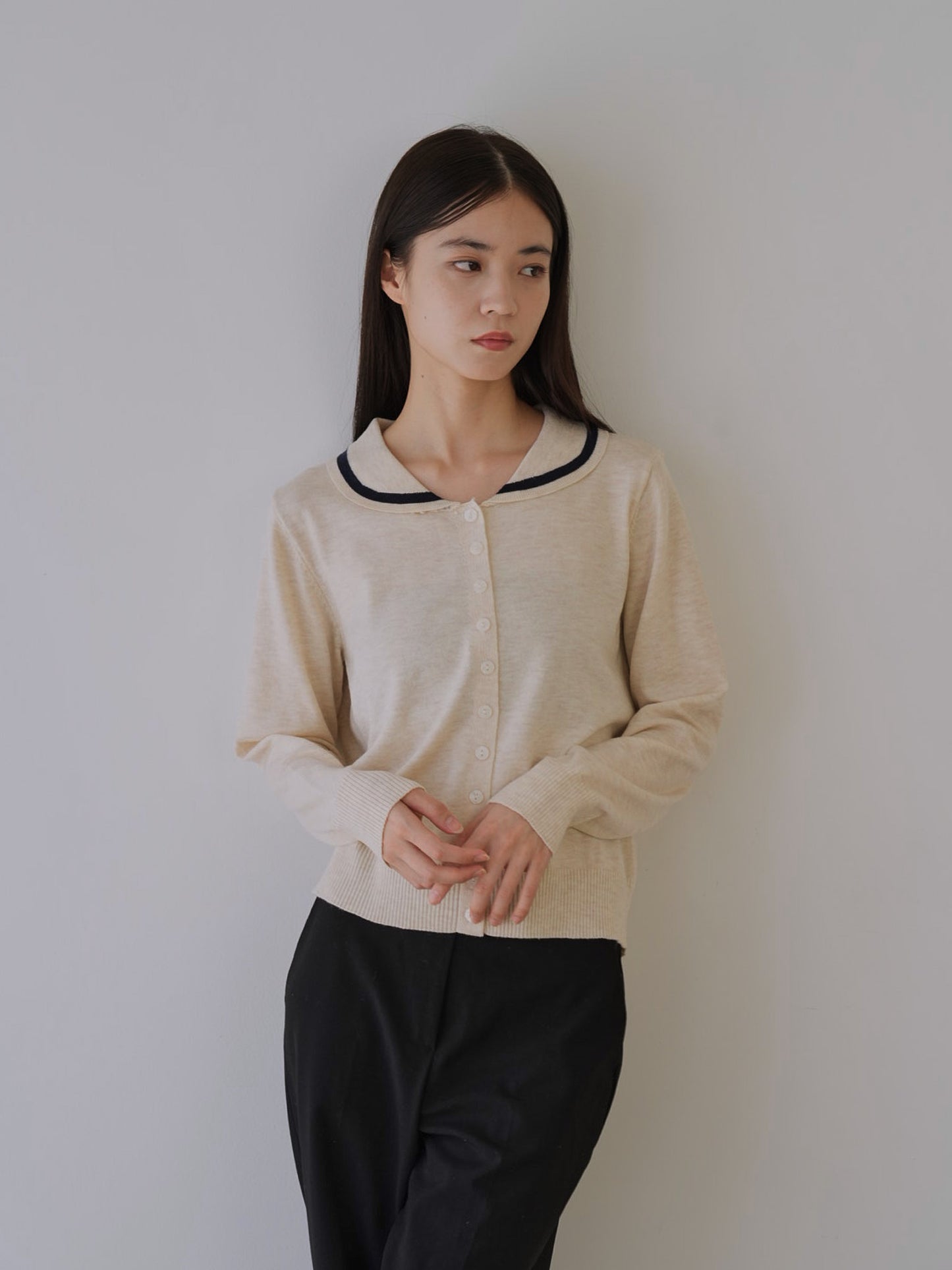 collar knit cardigan