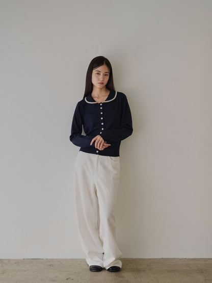 collar knit cardigan