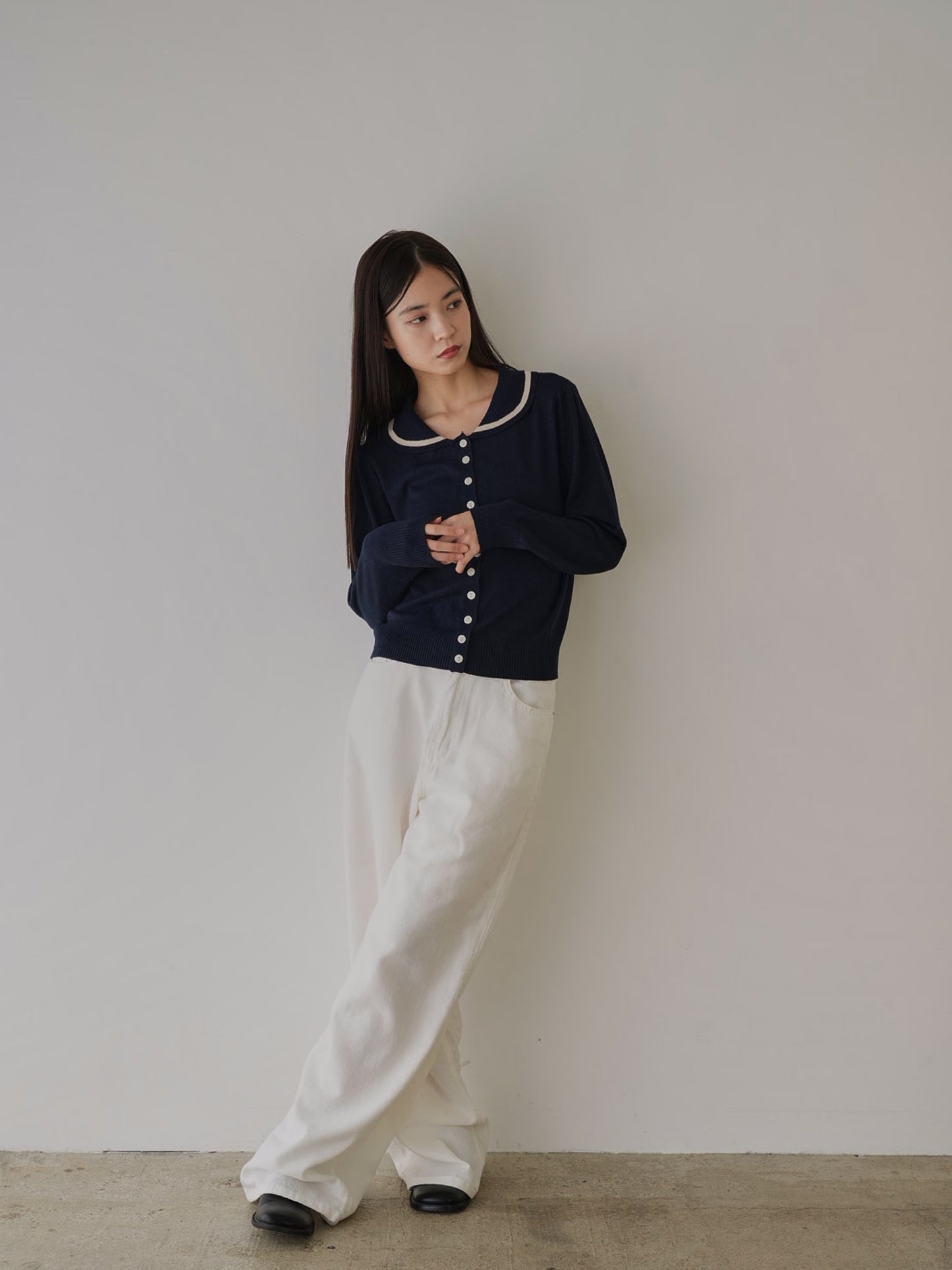 collar knit cardigan