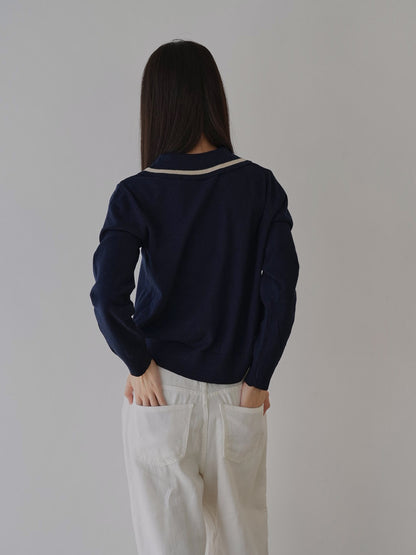 collar knit cardigan
