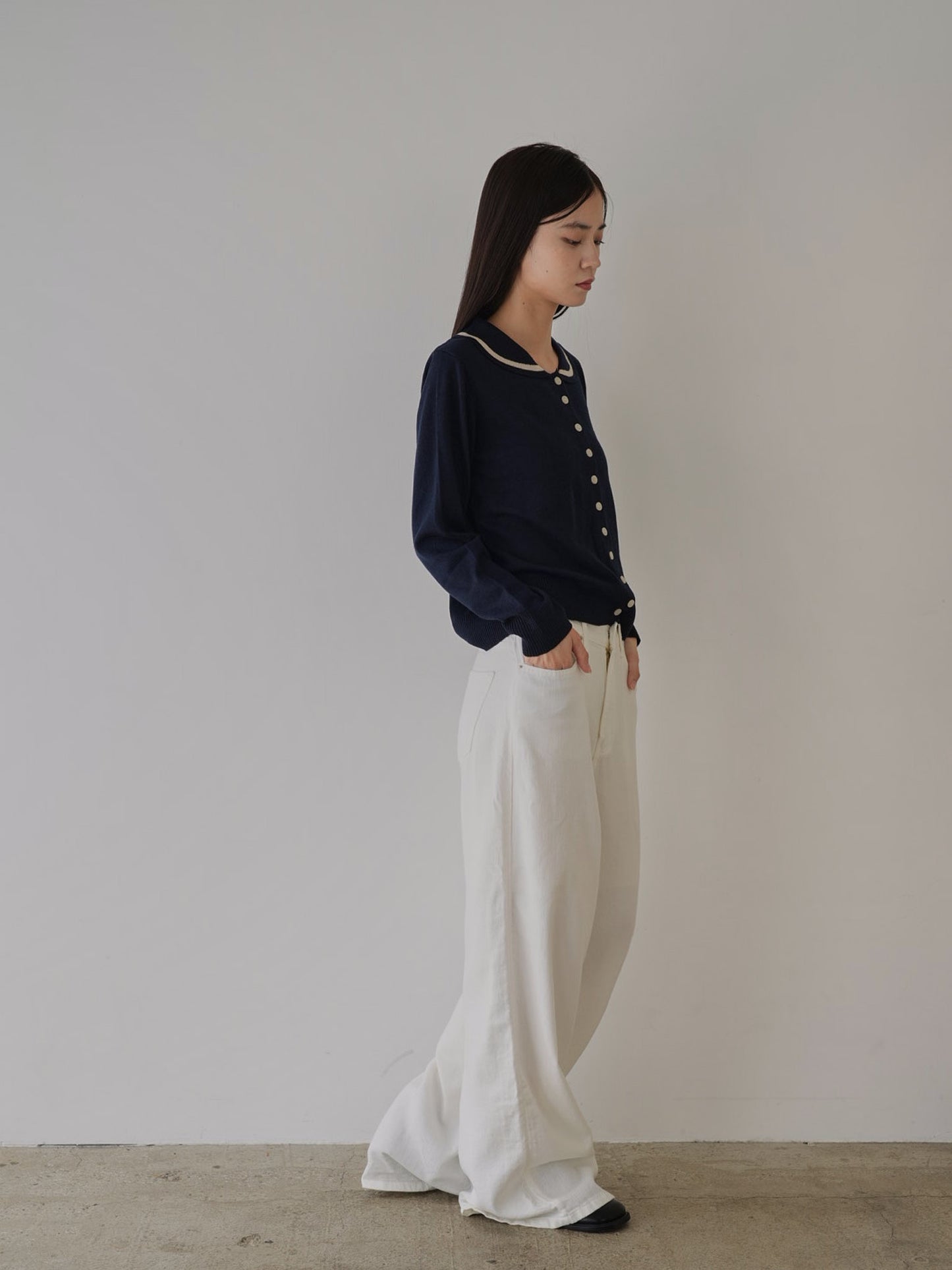 collar knit cardigan