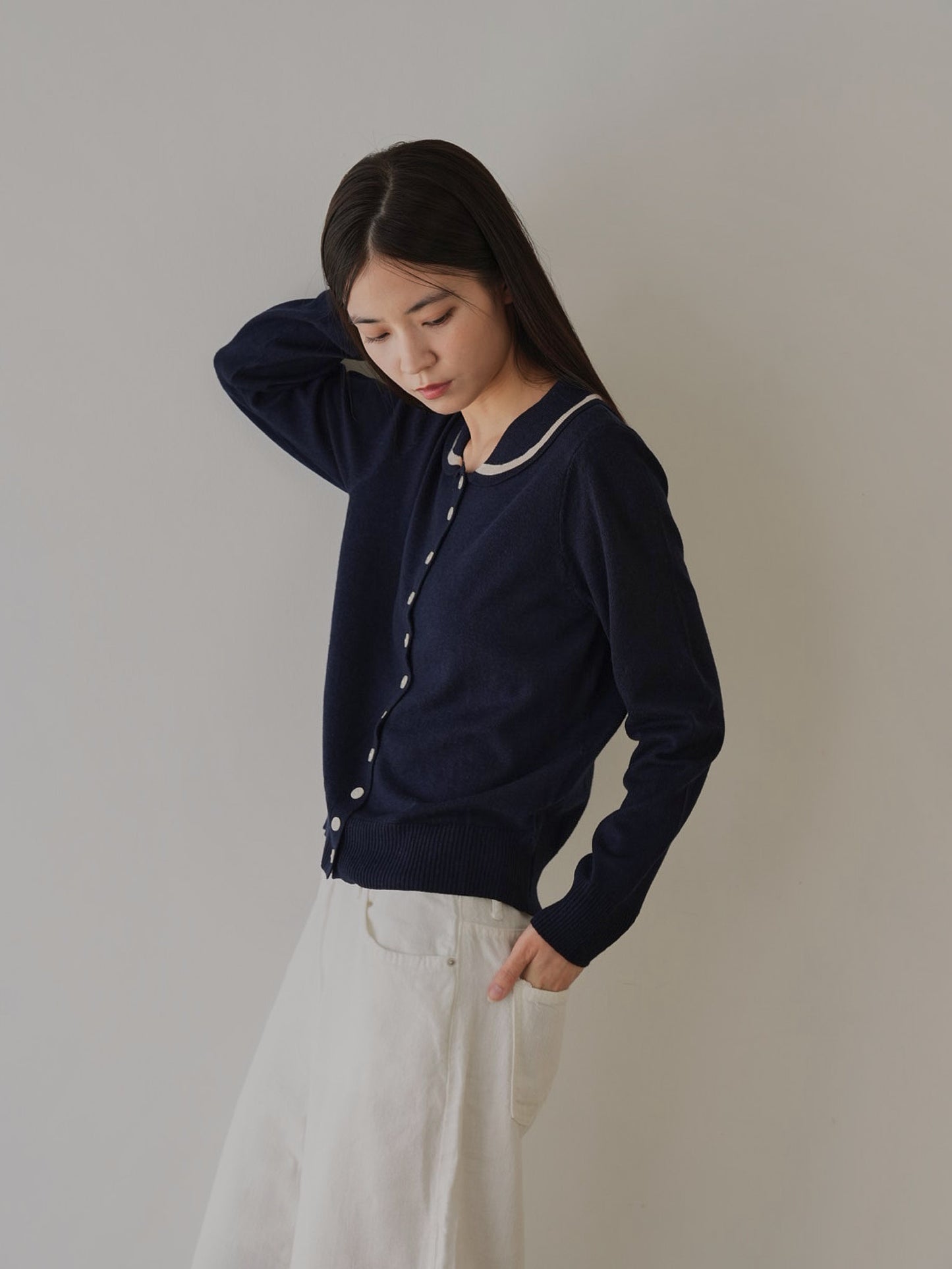 collar knit cardigan