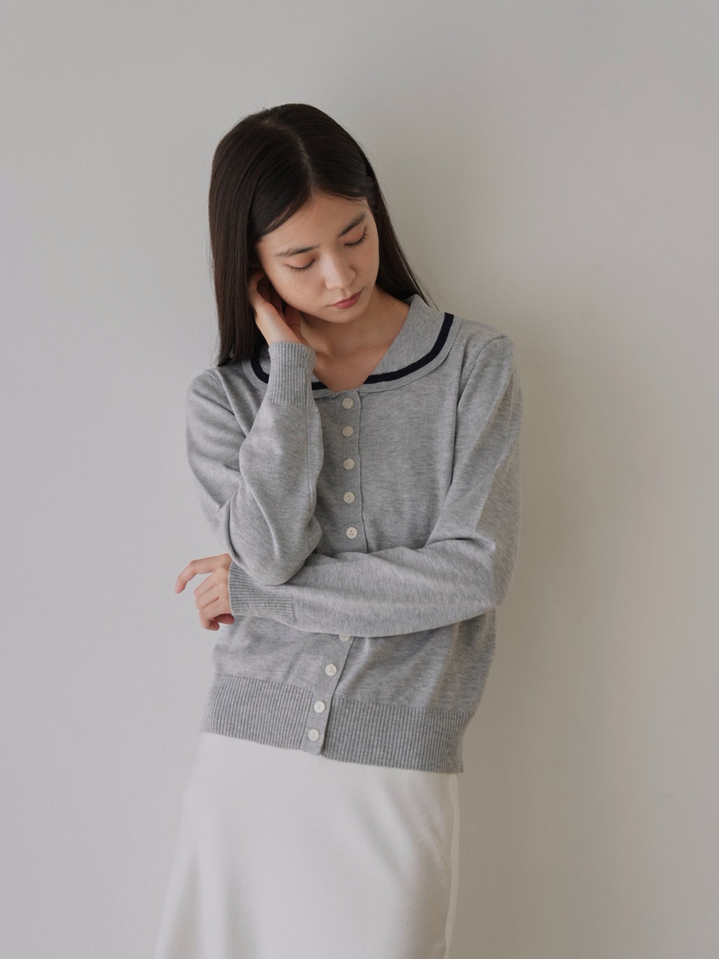 collar knit cardigan