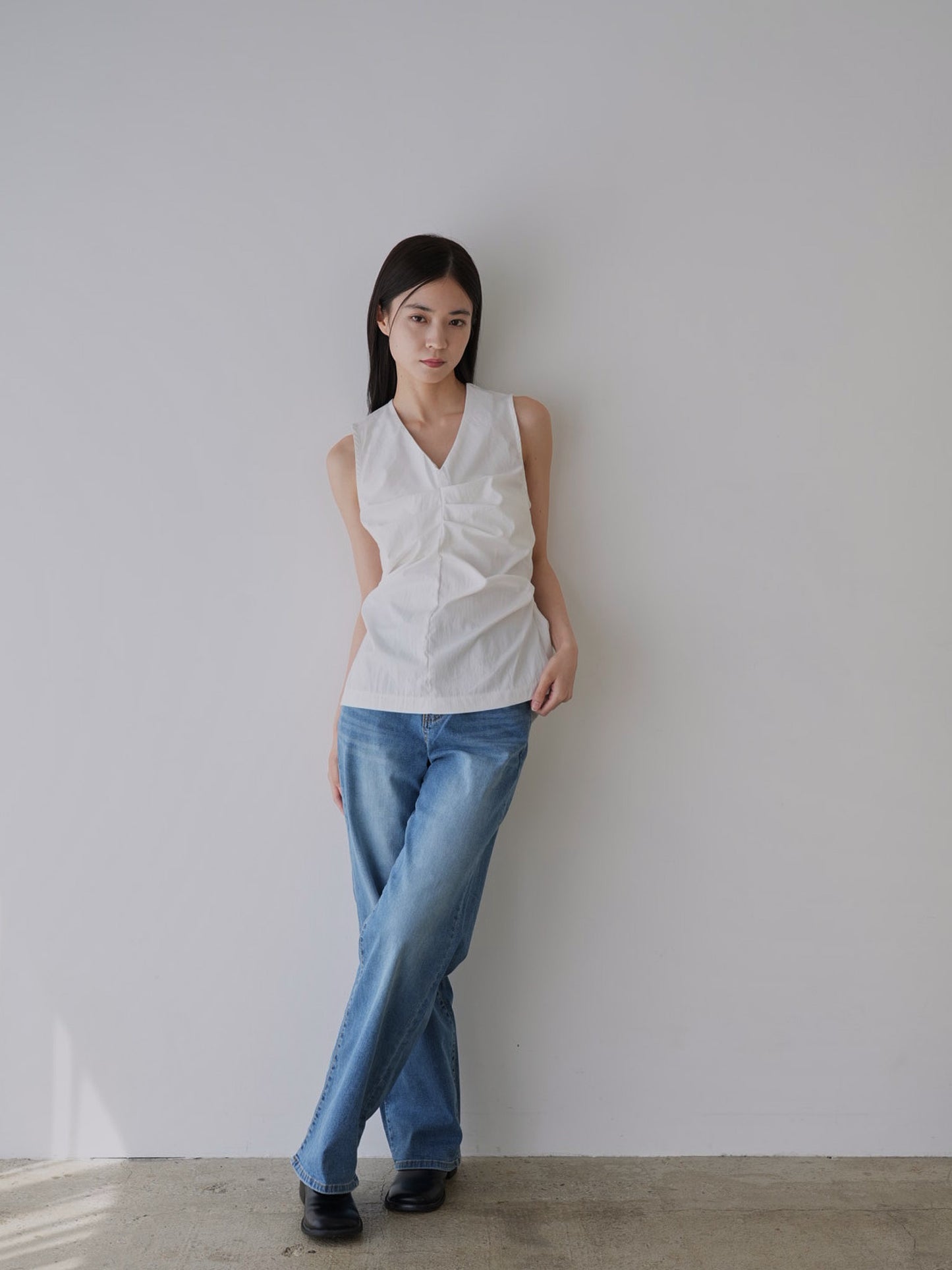 shirring sleeveless