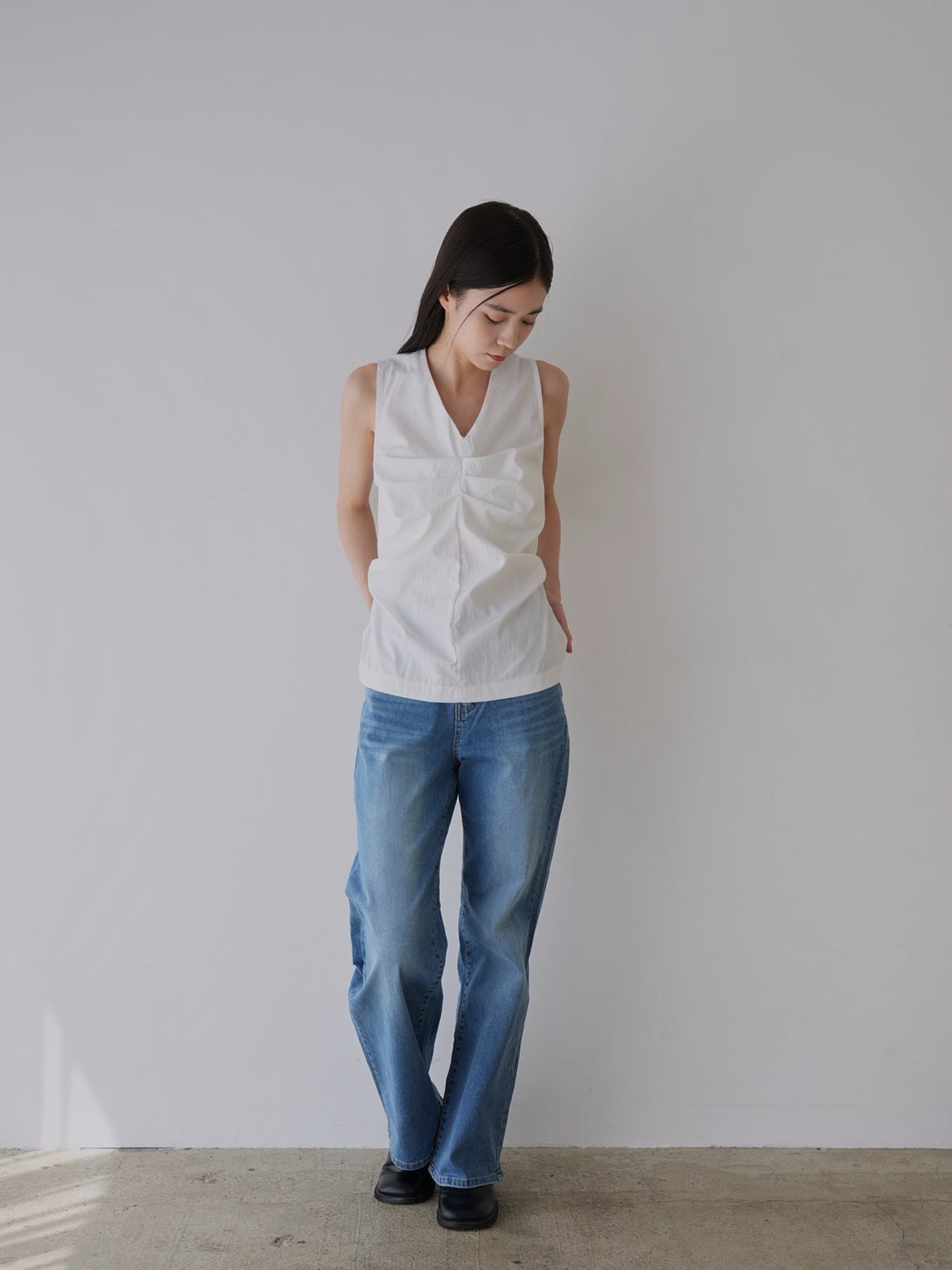 shirring sleeveless