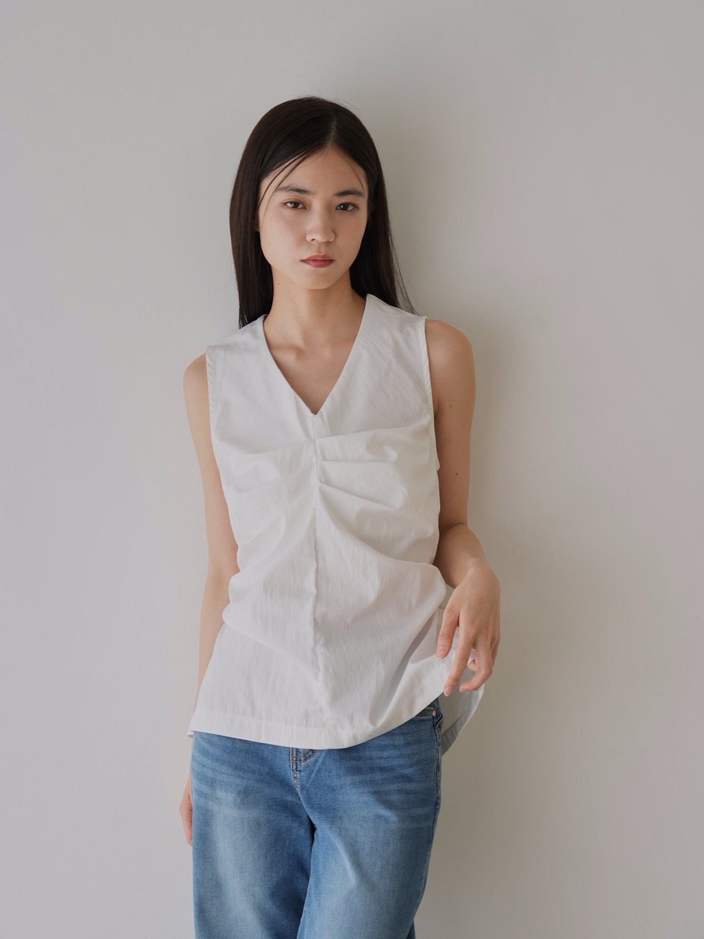 shirring sleeveless
