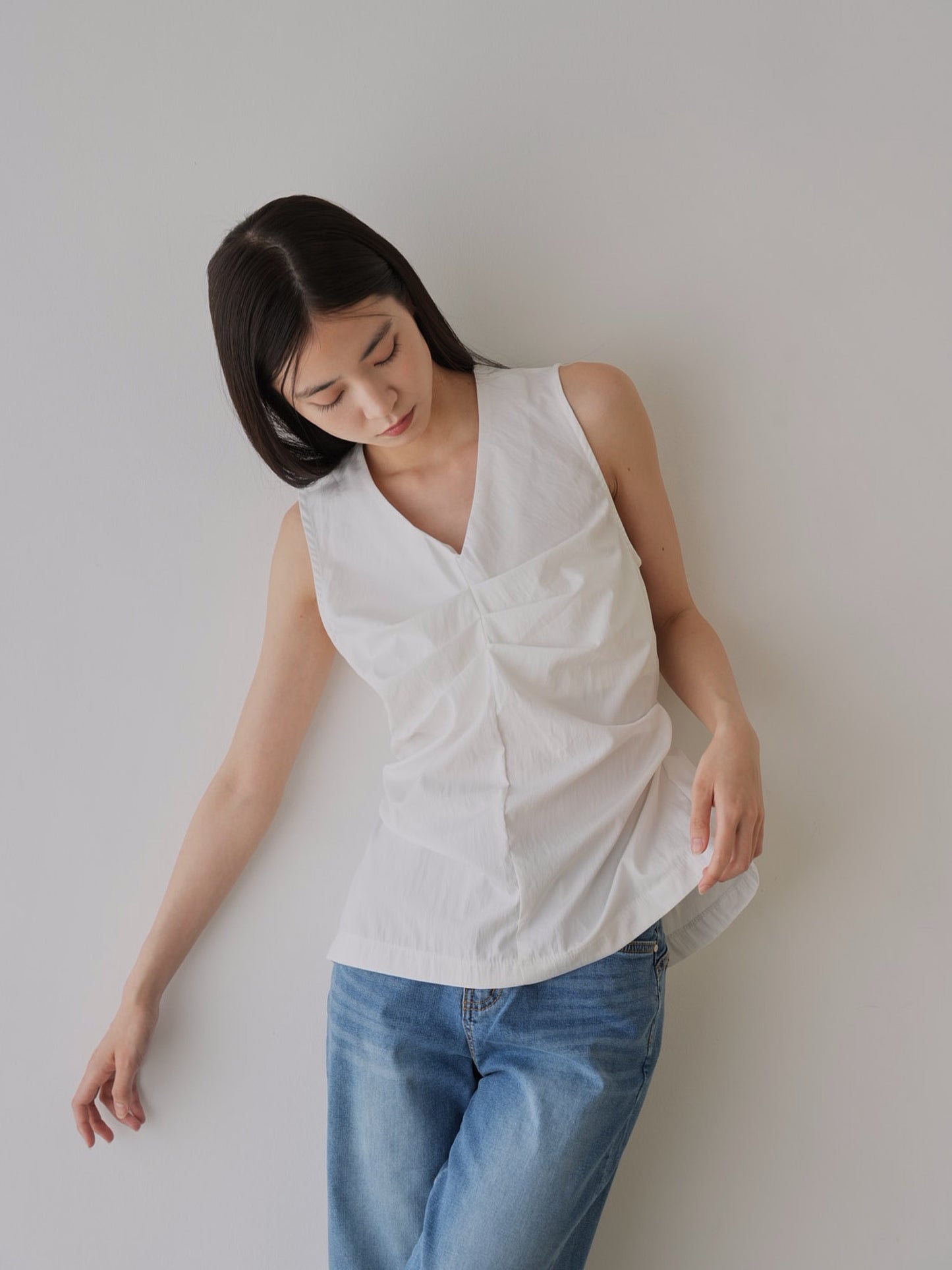 shirring sleeveless