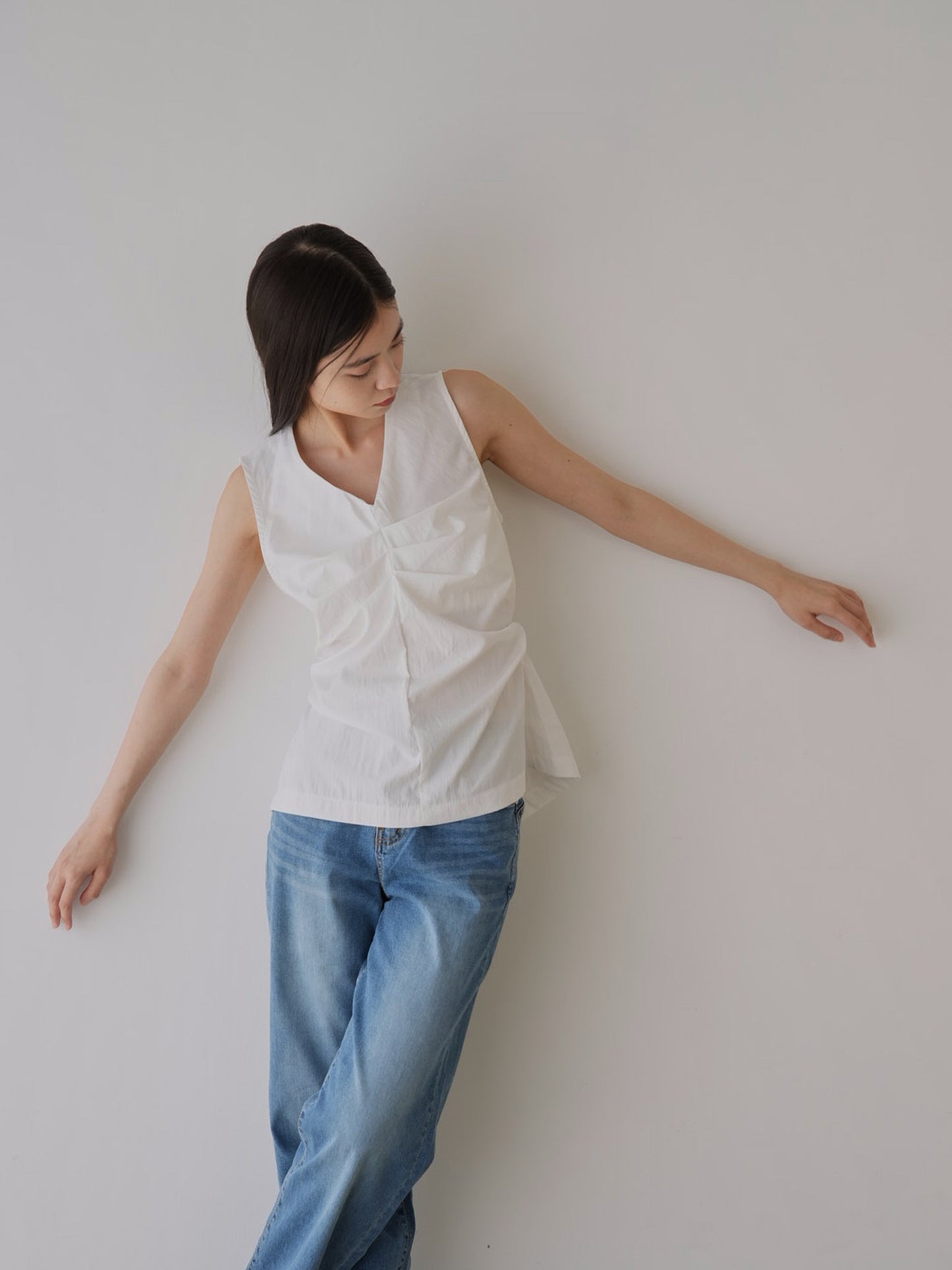 shirring sleeveless