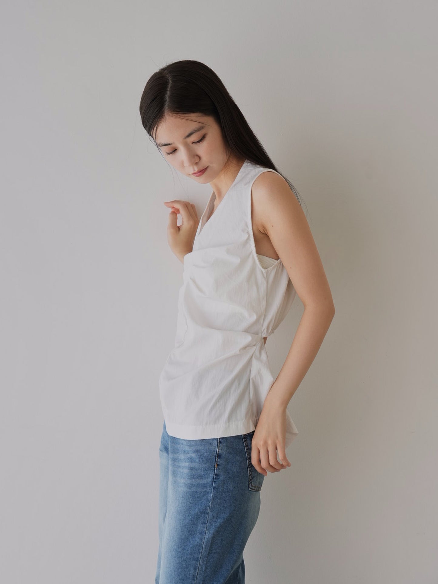 shirring sleeveless