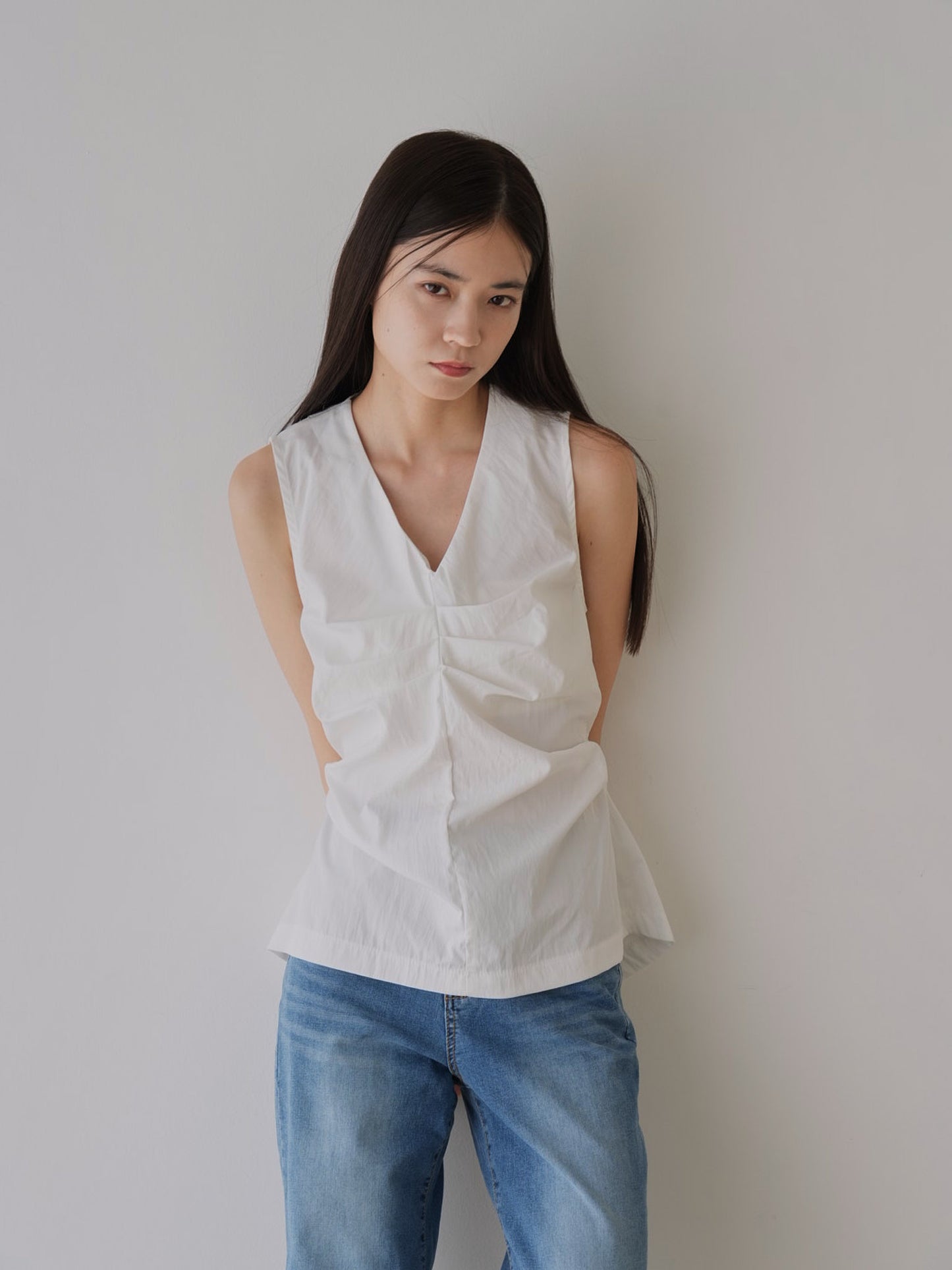 shirring sleeveless