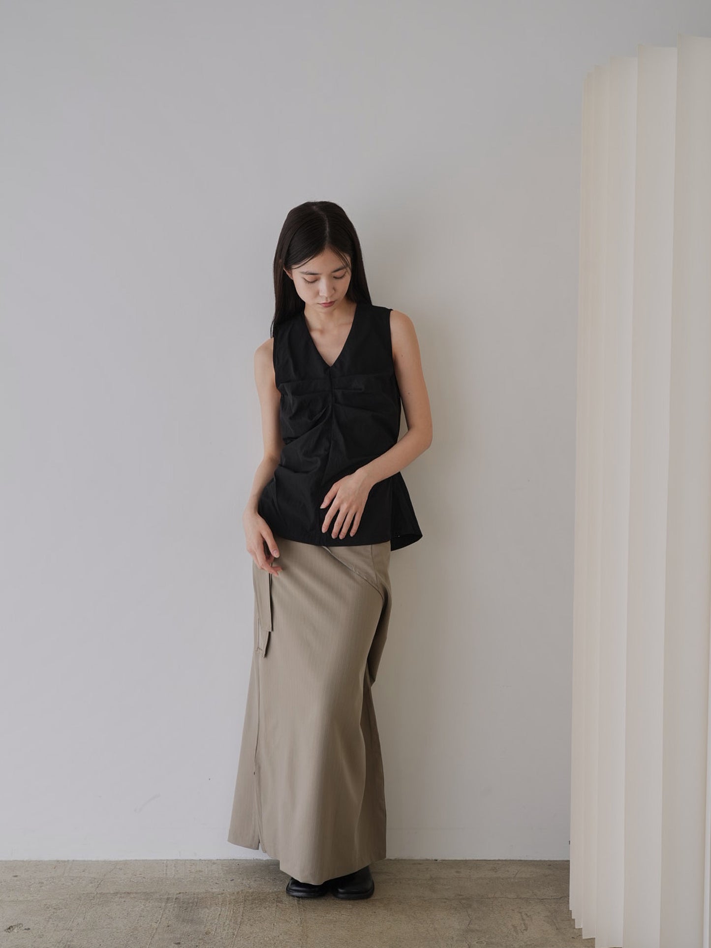 shirring sleeveless