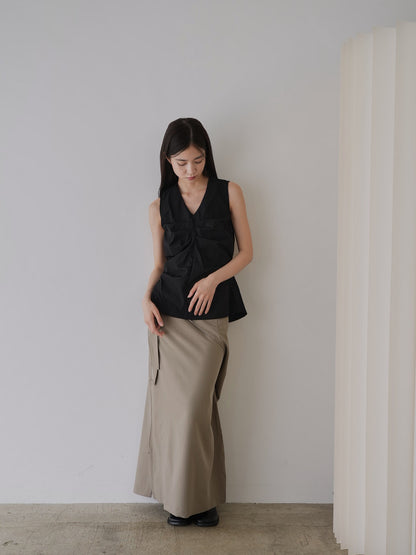 shirring sleeveless