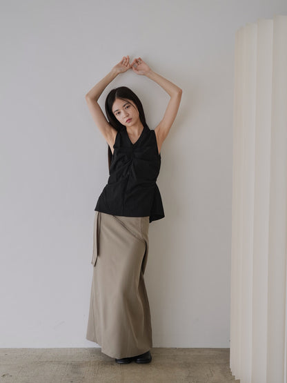 shirring sleeveless