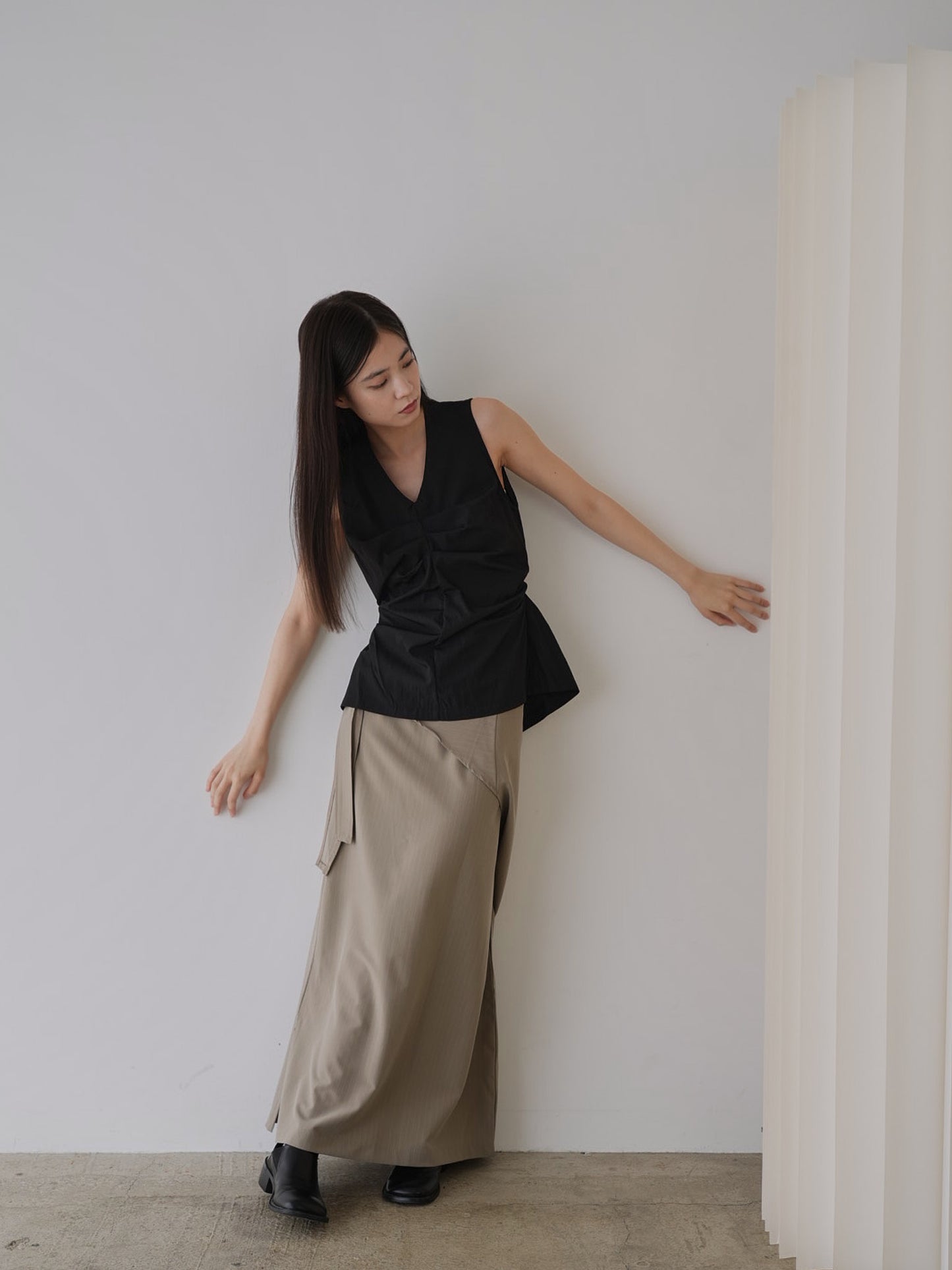 shirring sleeveless