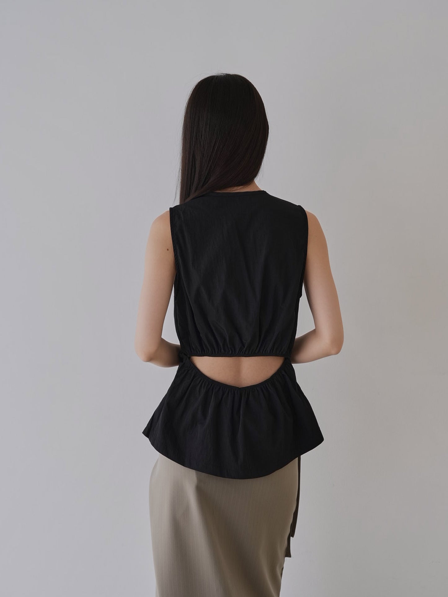 shirring sleeveless
