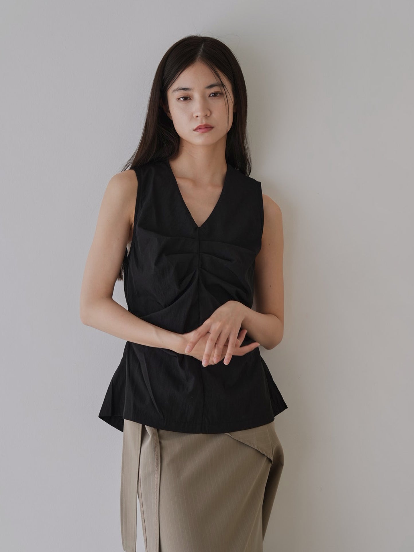 shirring sleeveless