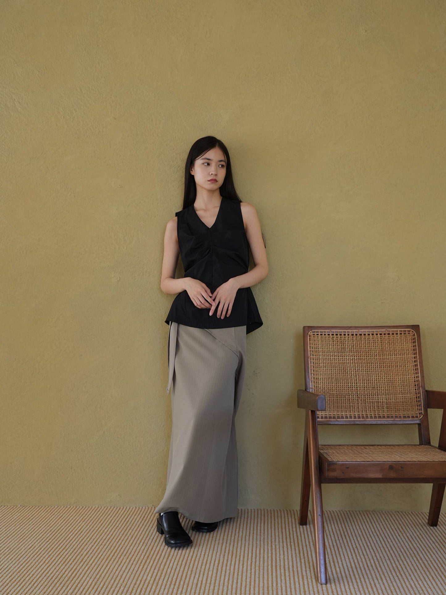 shirring sleeveless