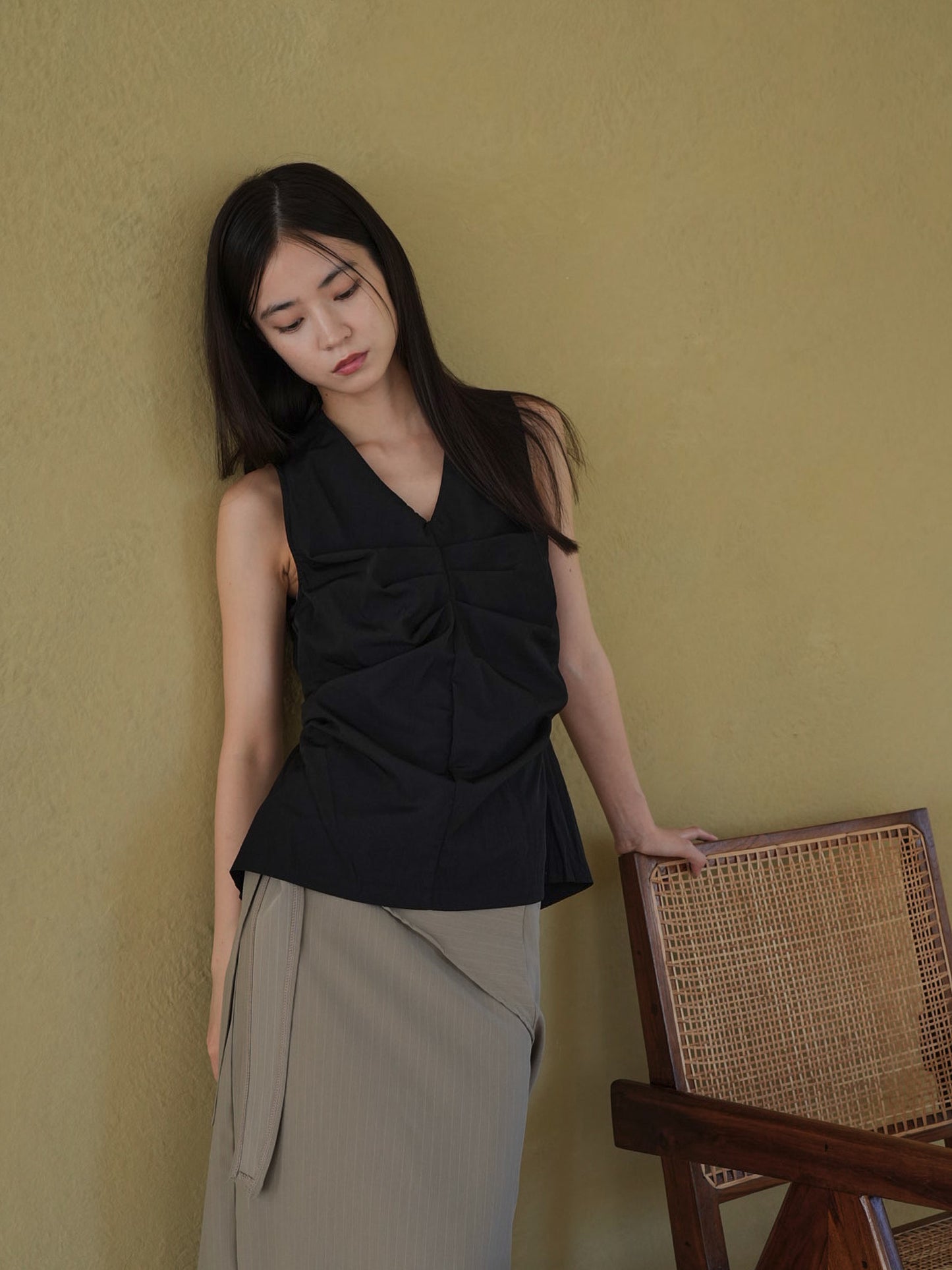 shirring sleeveless