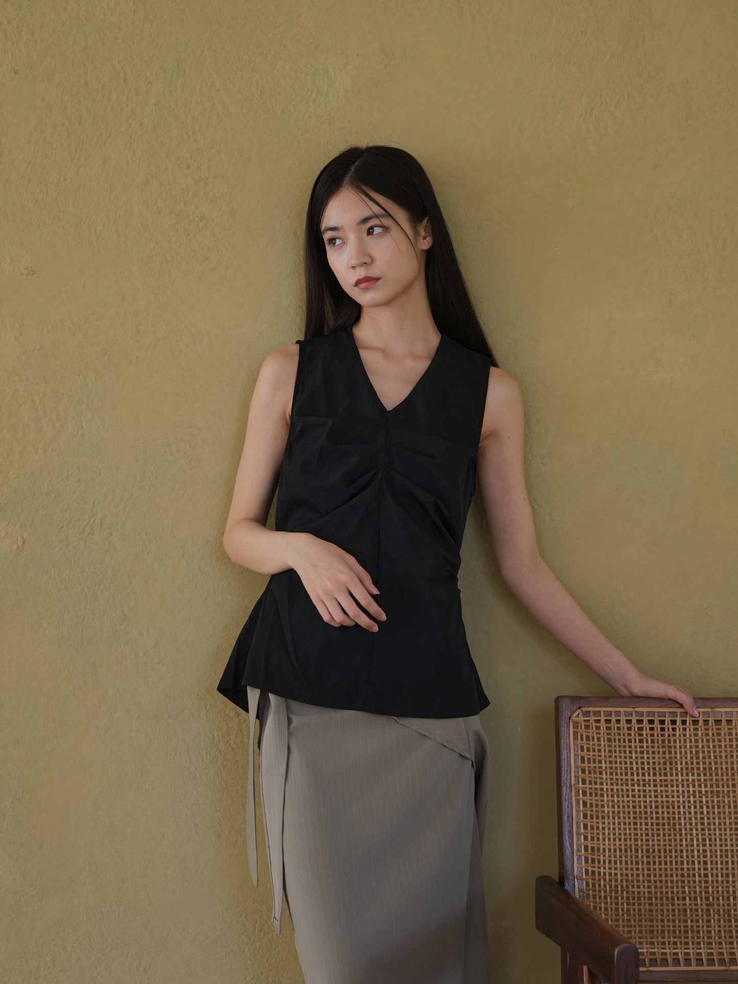 shirring sleeveless