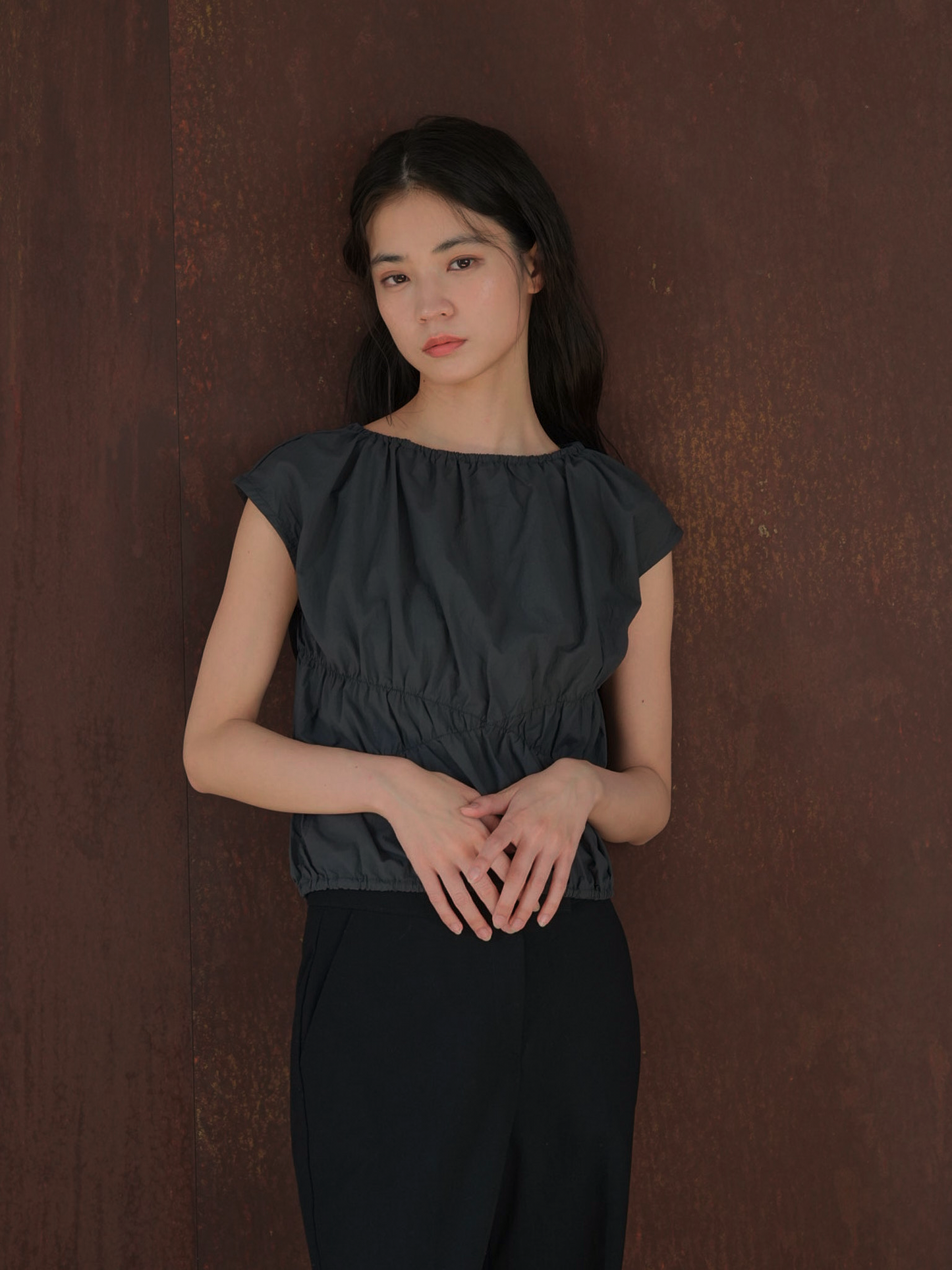 shirring crop tops