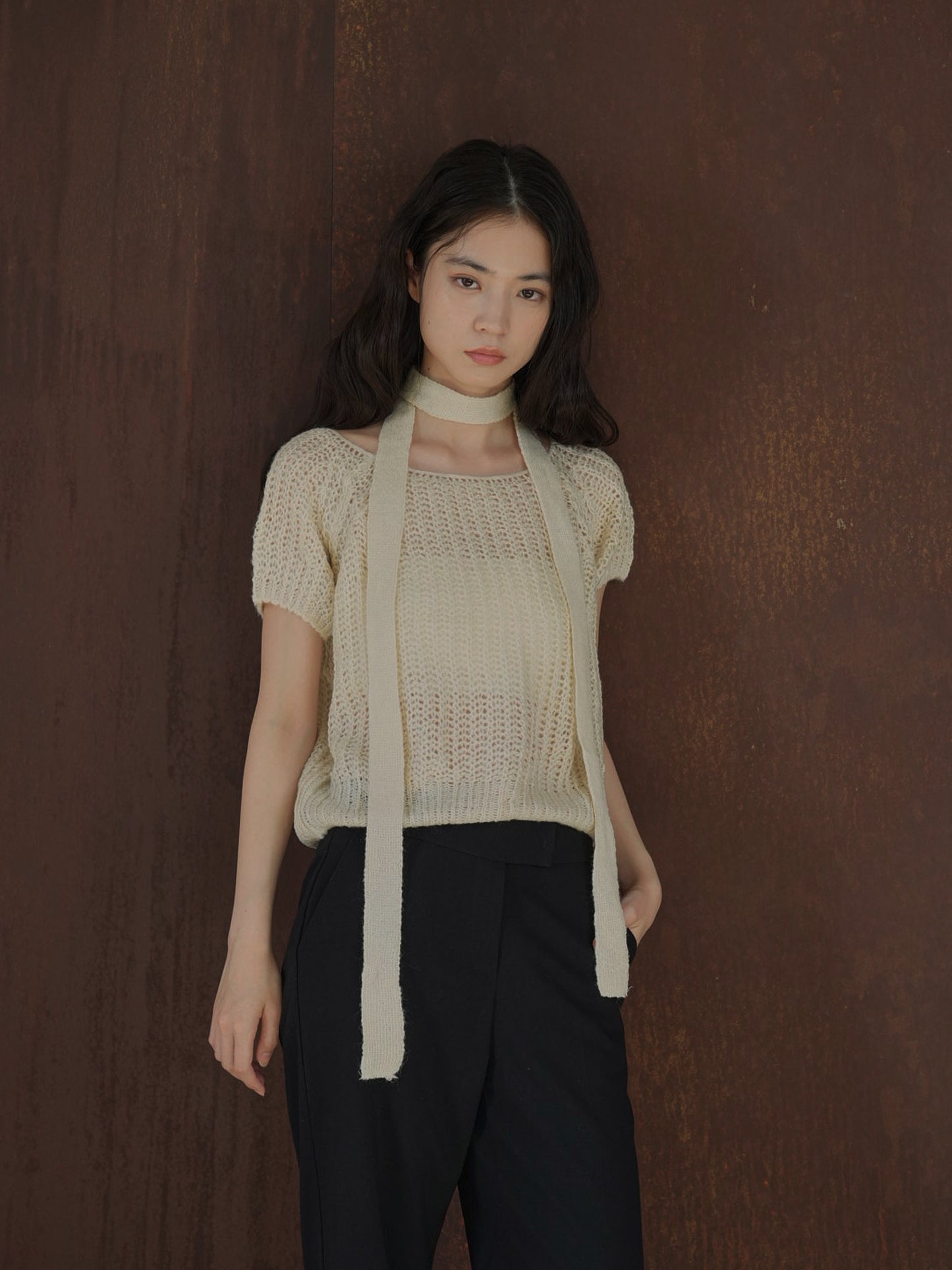 mohair knit tie tops