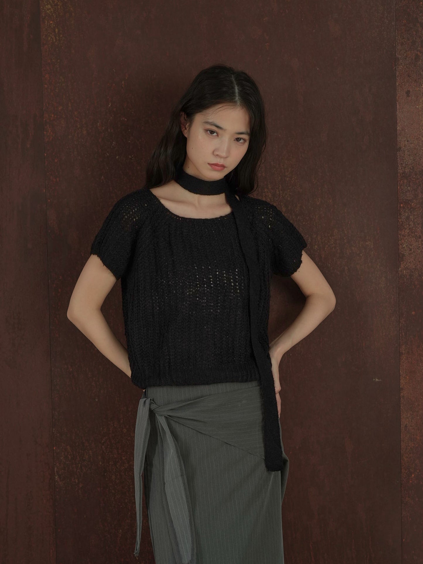 mohair knit tie tops