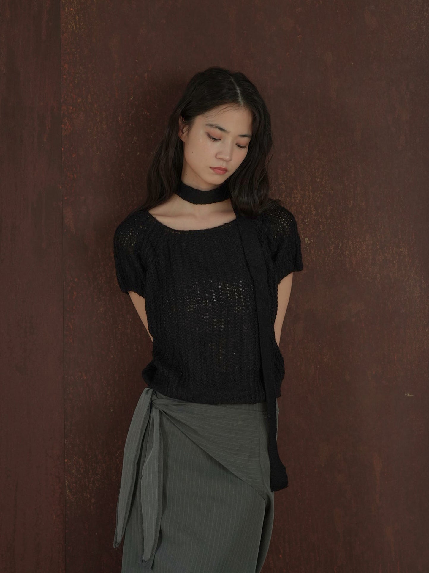 mohair knit tie tops
