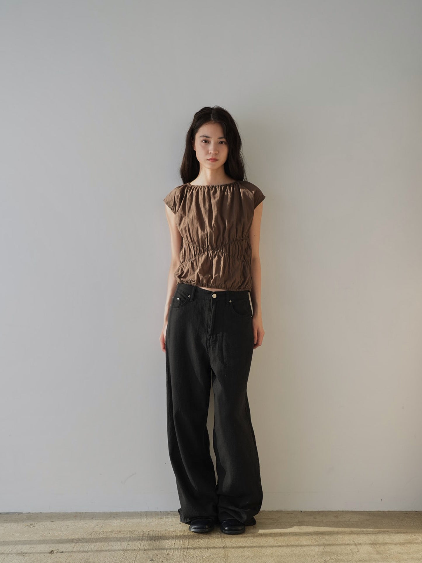 shirring crop tops