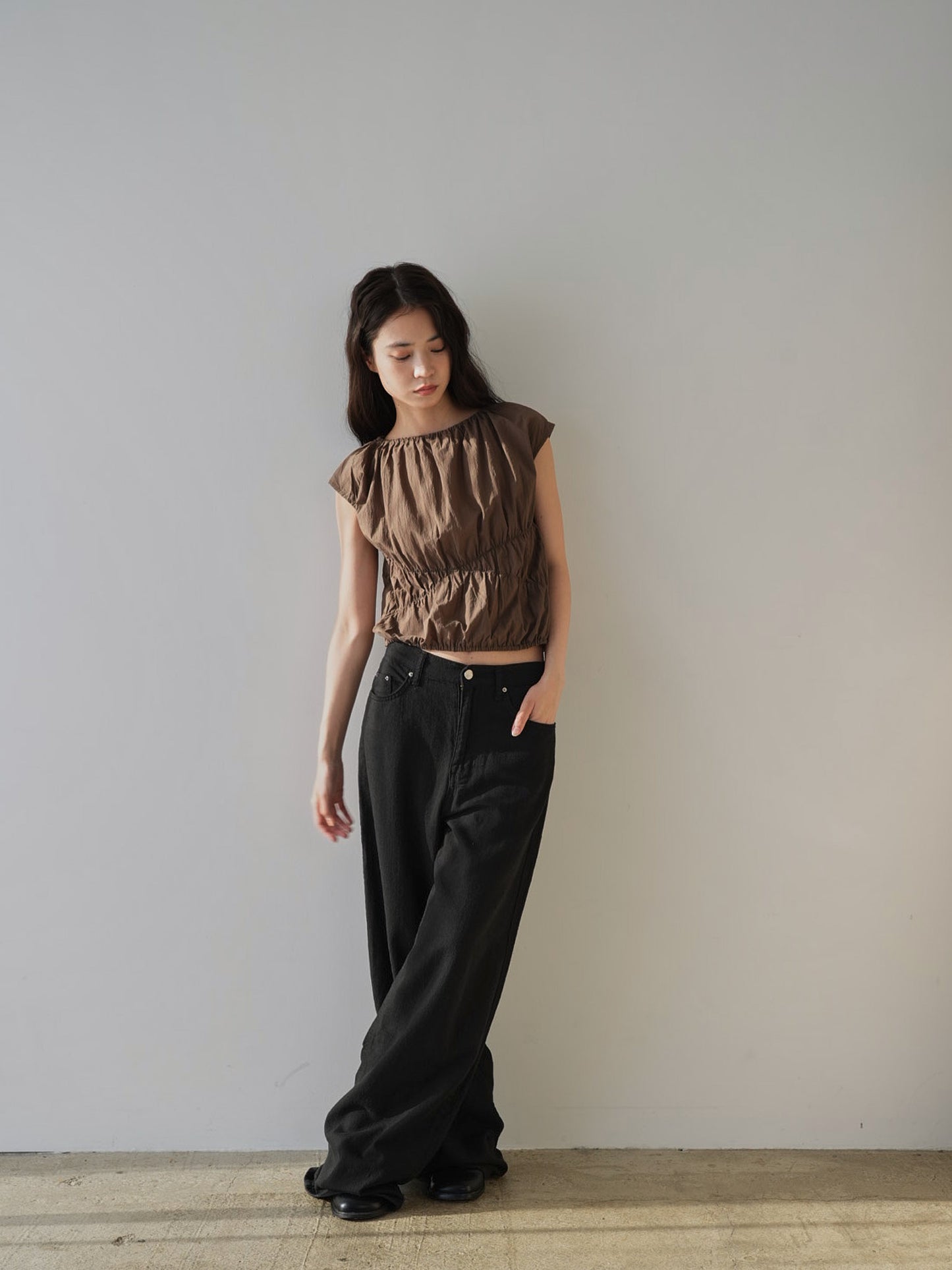 shirring crop tops