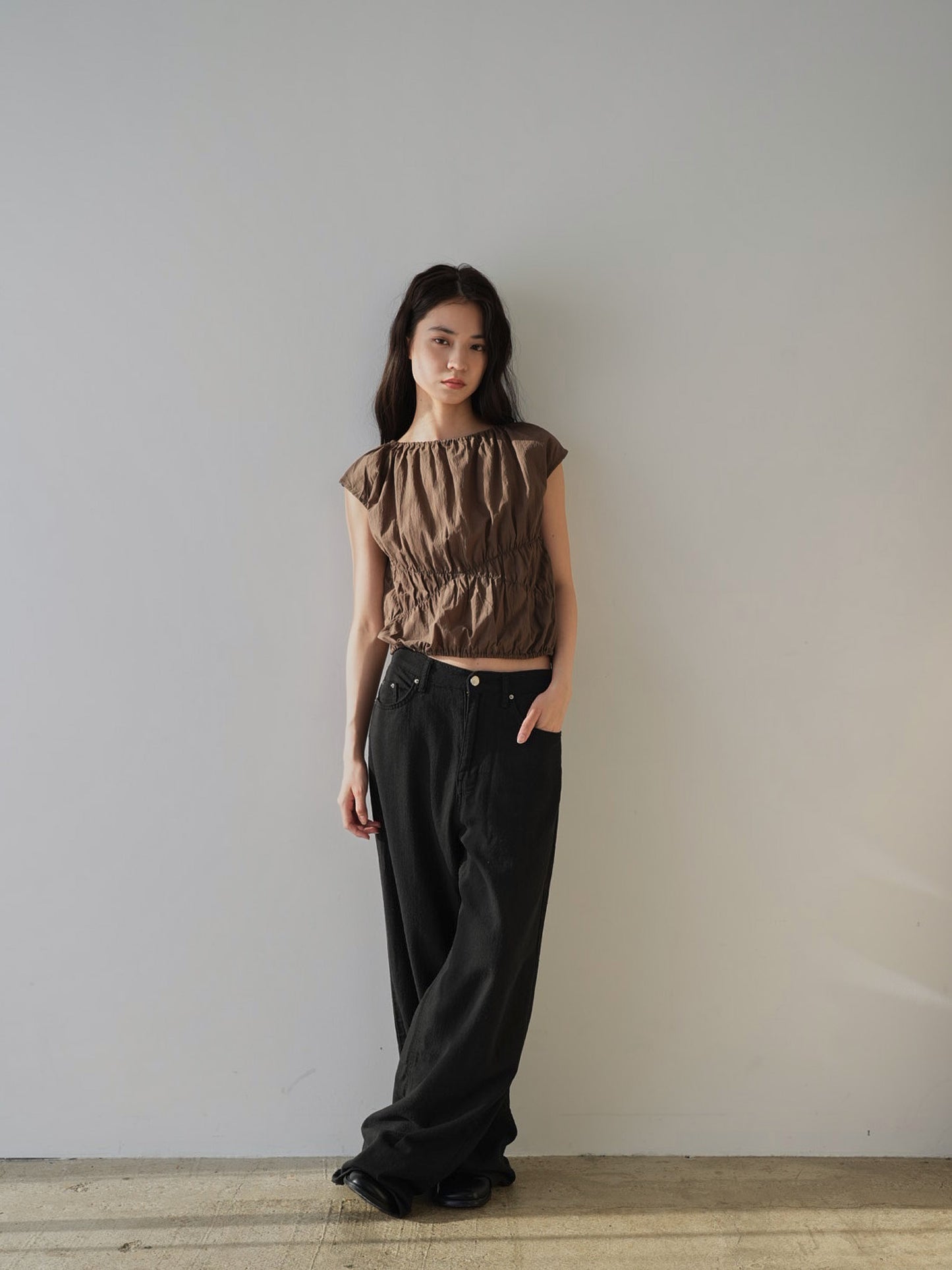 shirring crop tops