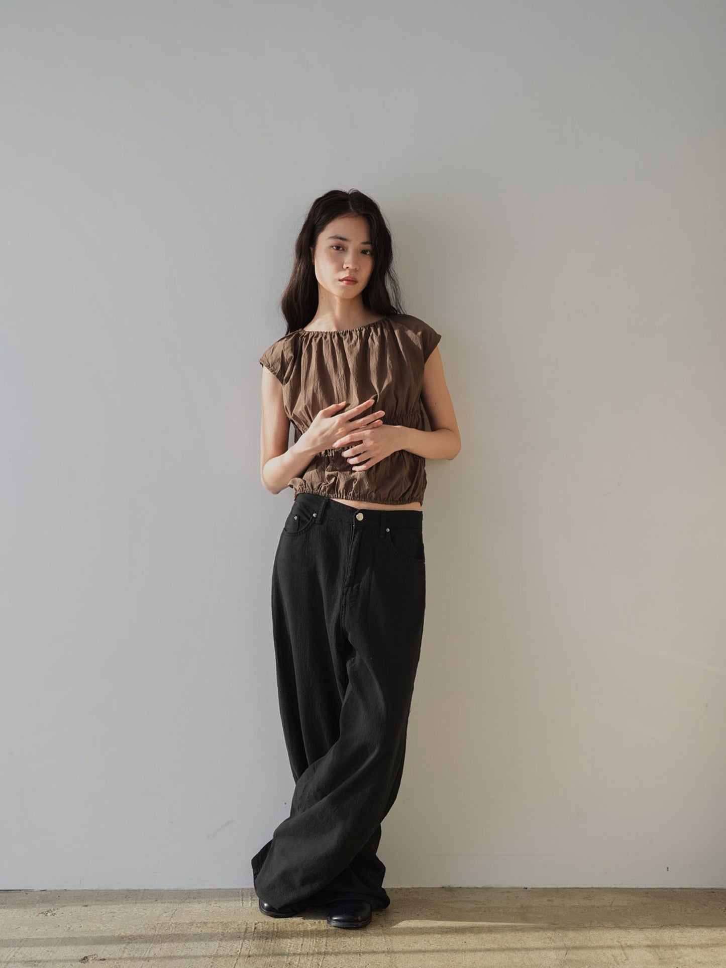shirring crop tops