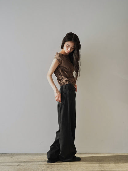 shirring crop tops
