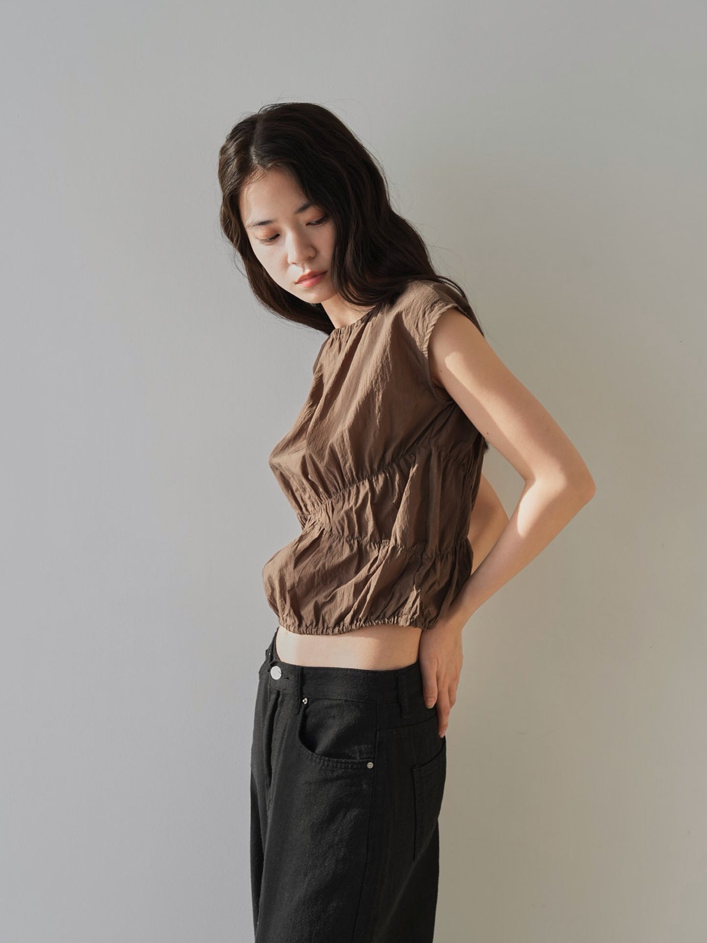 shirring crop tops