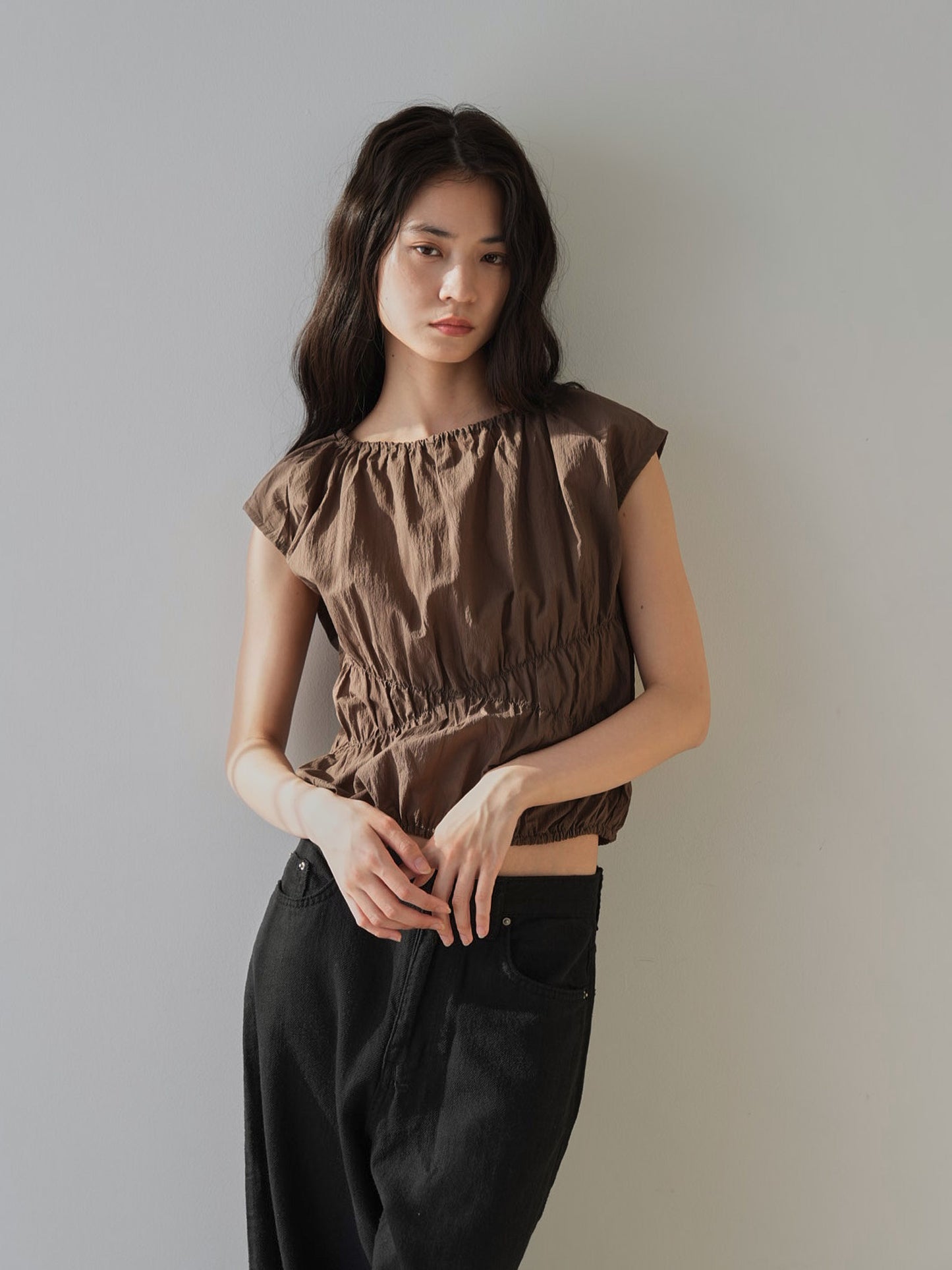 shirring crop tops