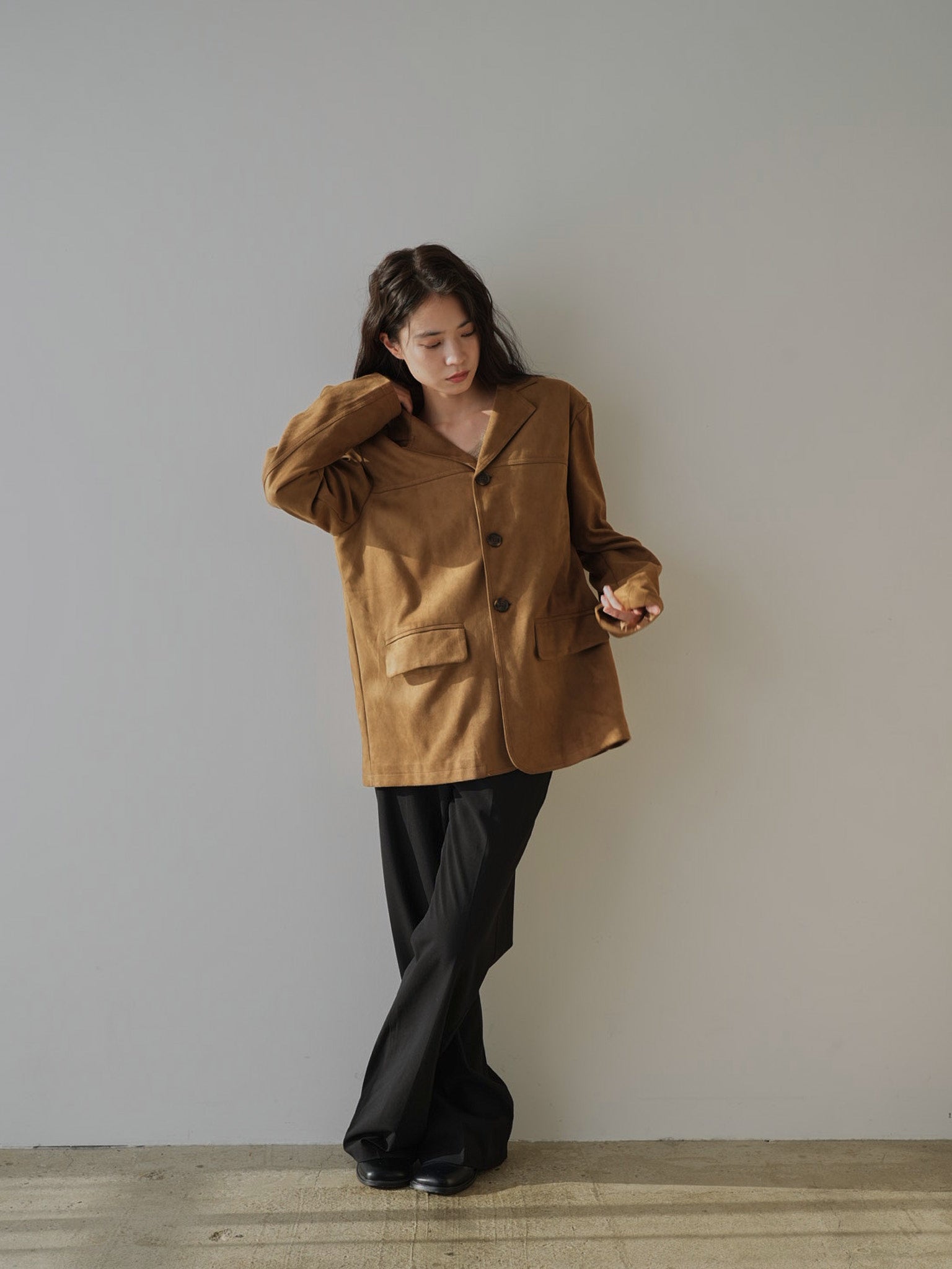 ジャケット・アウター geeong loose suede jakect loose suede jacket – geeong