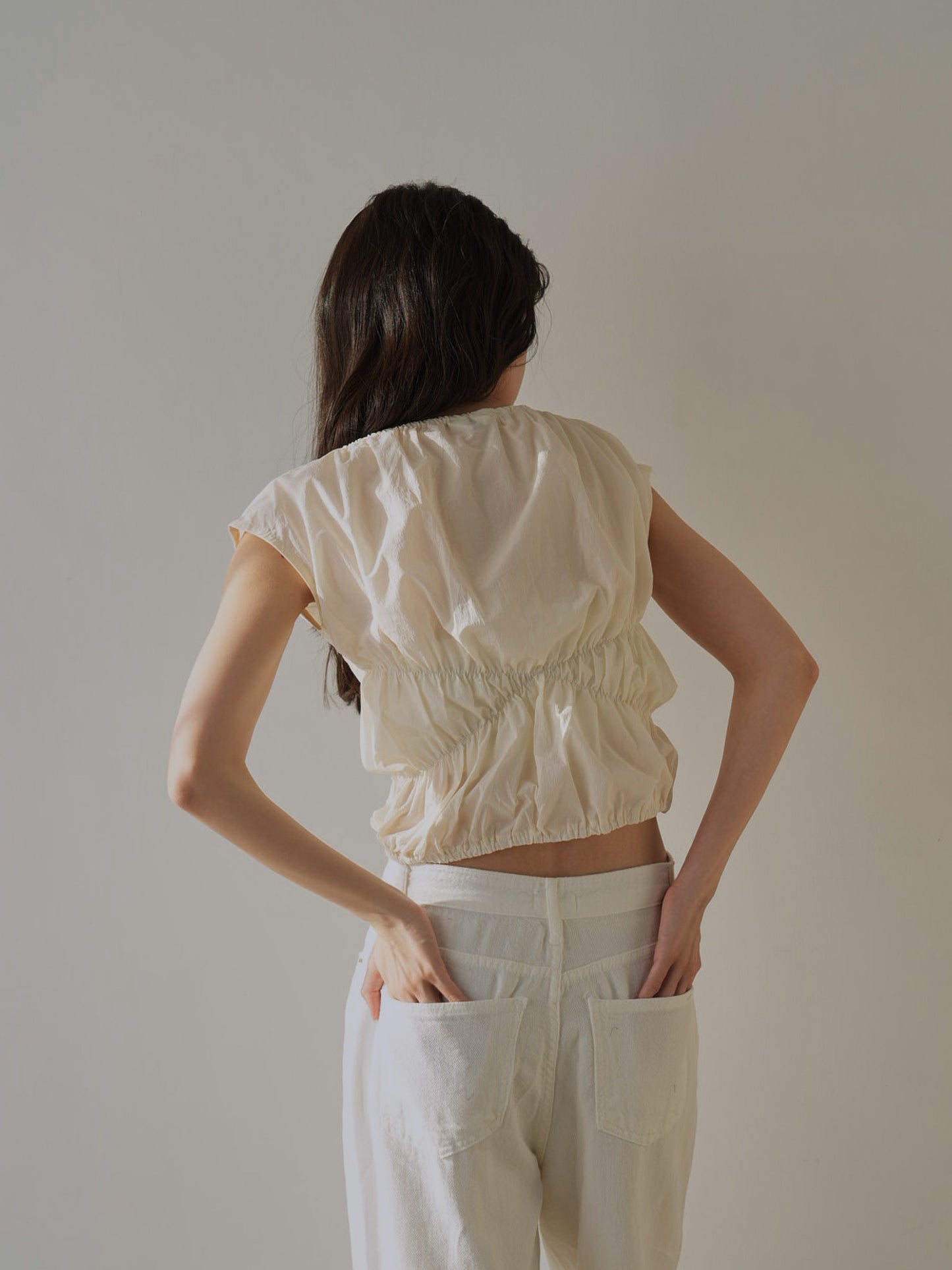 shirring crop tops