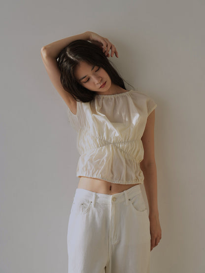 shirring crop tops