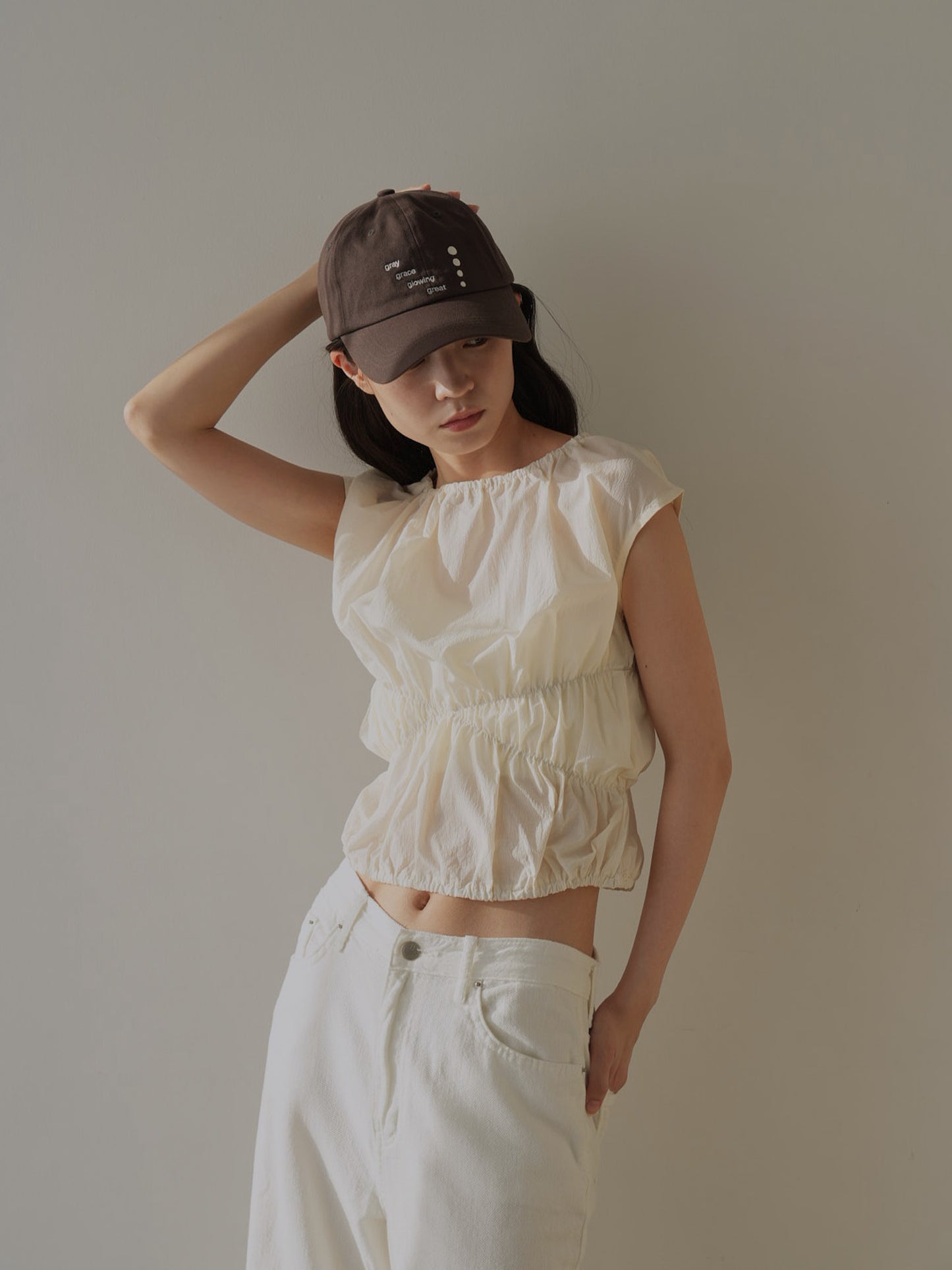shirring crop tops