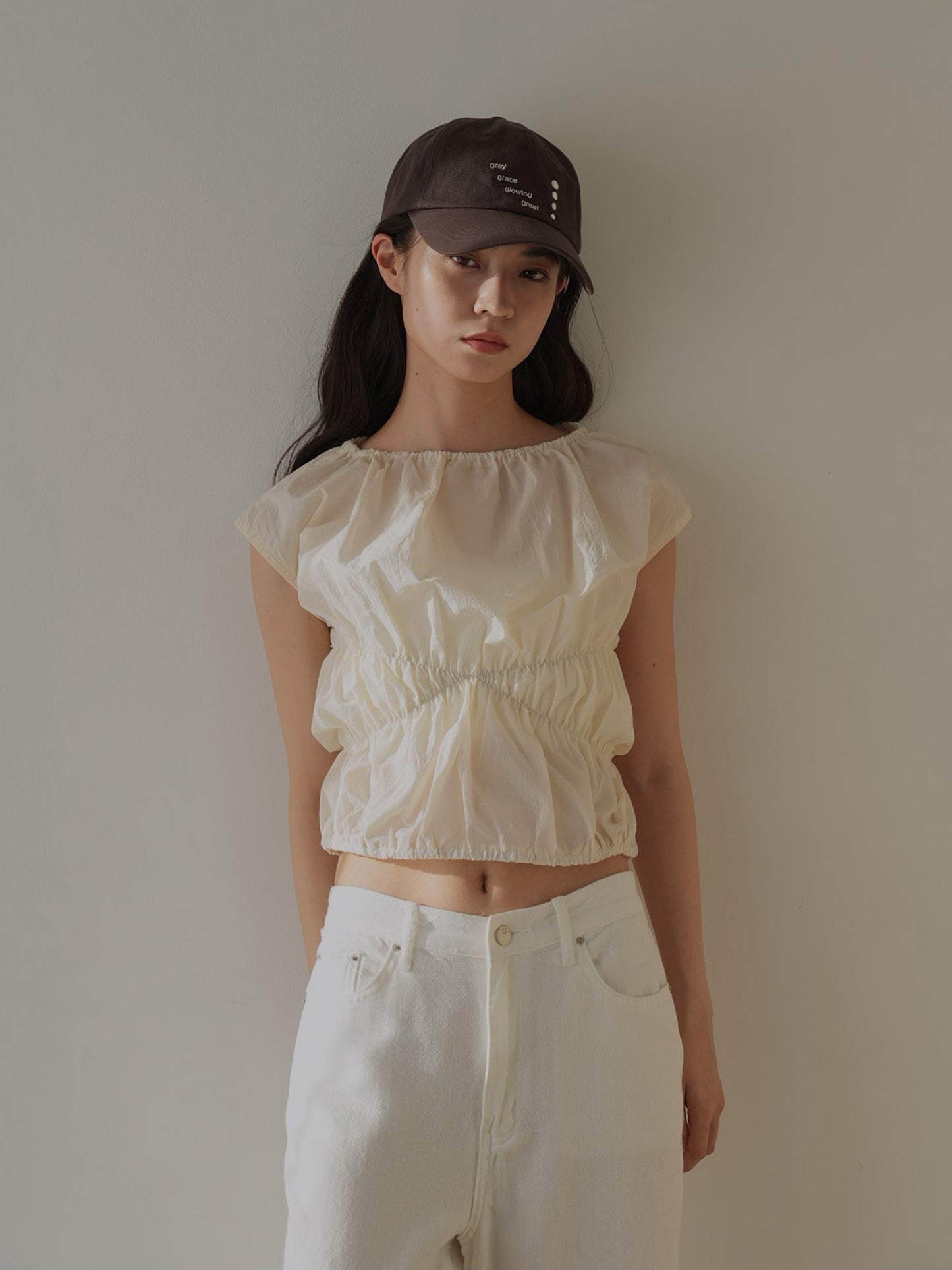 shirring crop tops