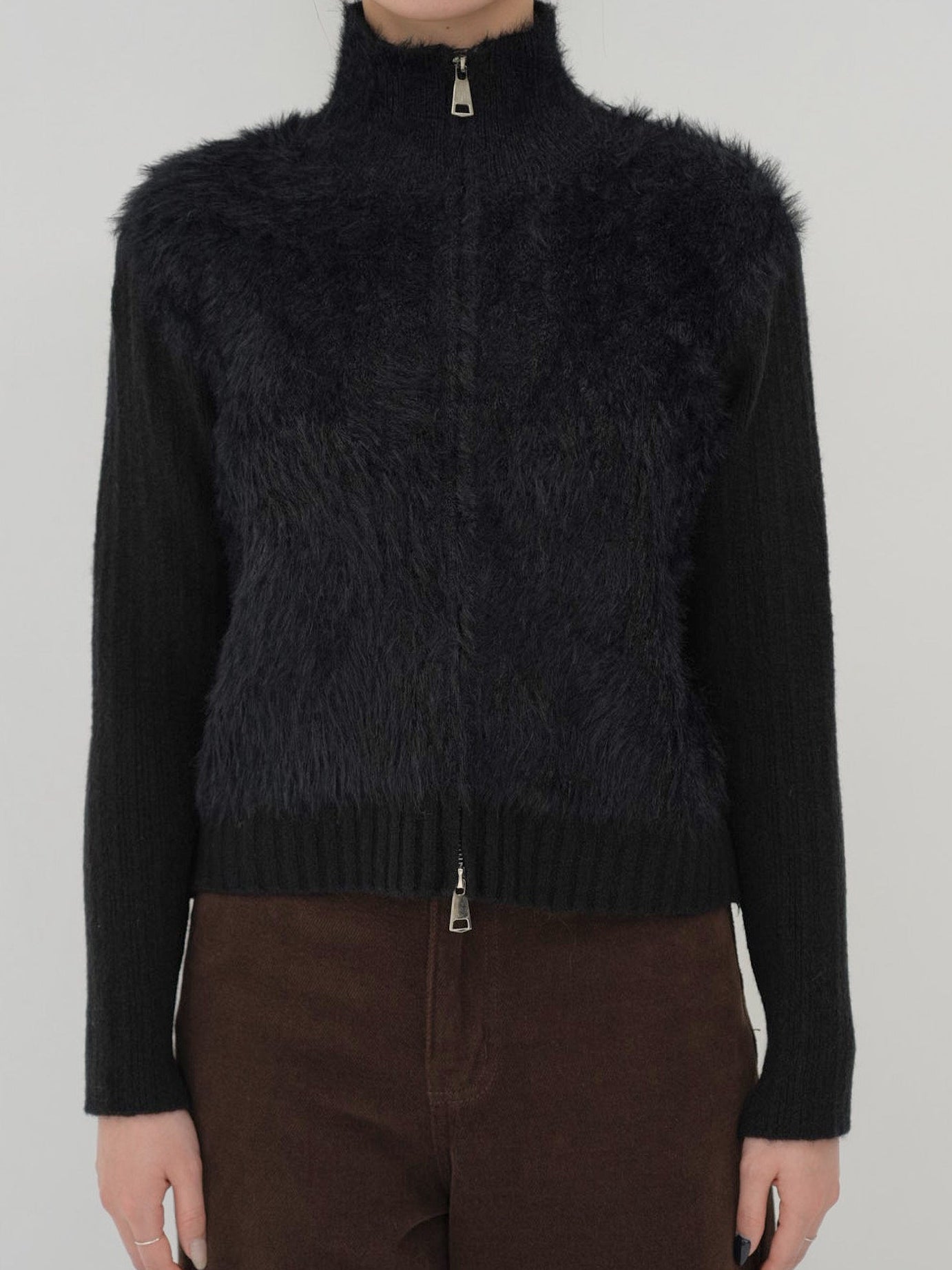 fuzzy half-zip knit