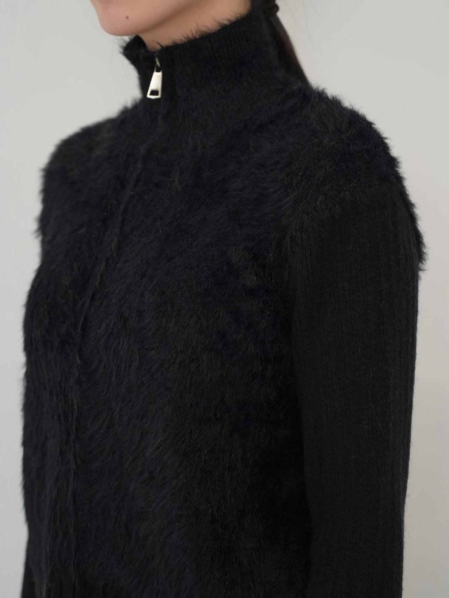 fuzzy half-zip knit