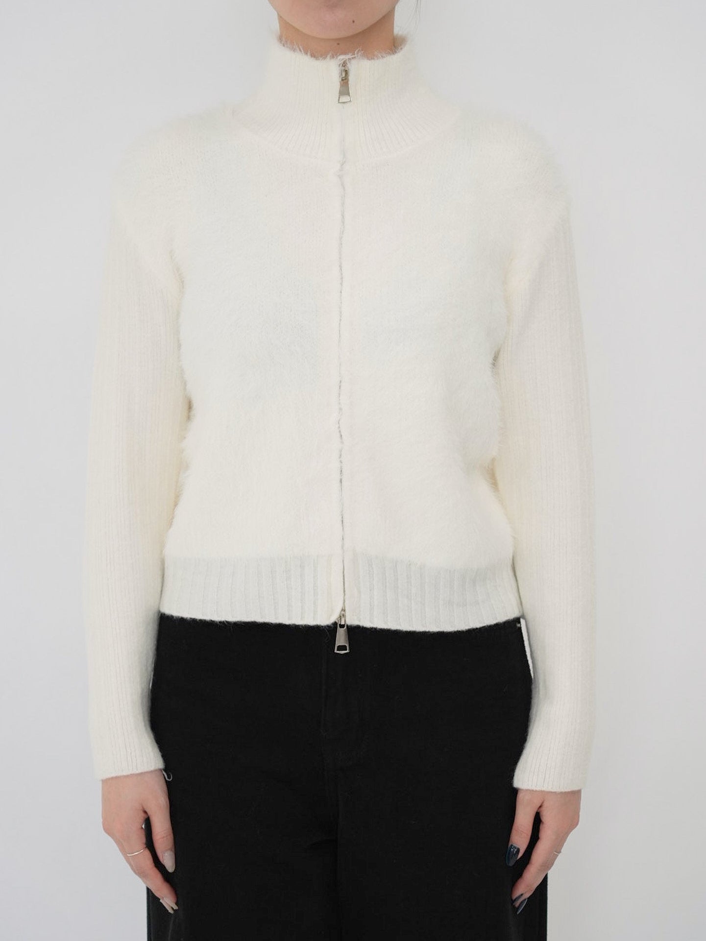 fuzzy half-zip knit
