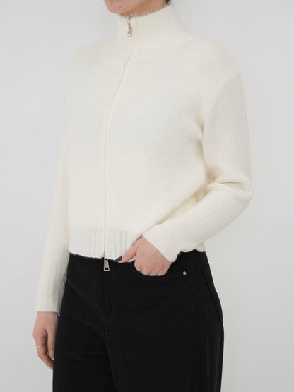 fuzzy half-zip knit
