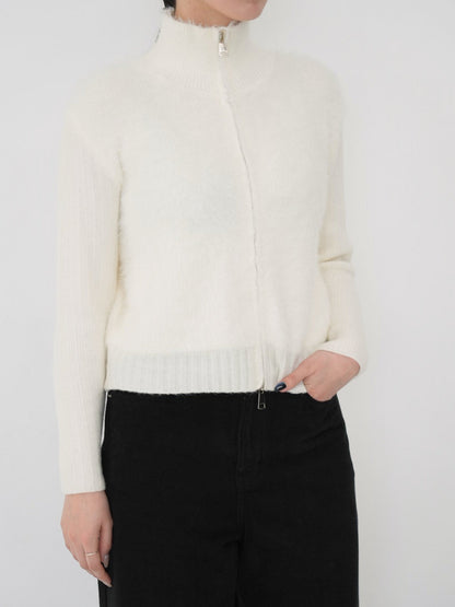 fuzzy half-zip knit