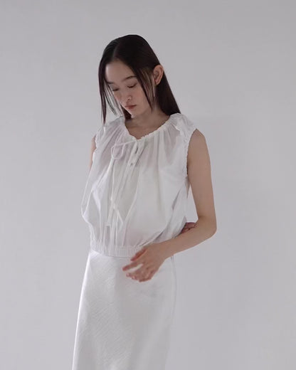 shirring sleeveless blouse